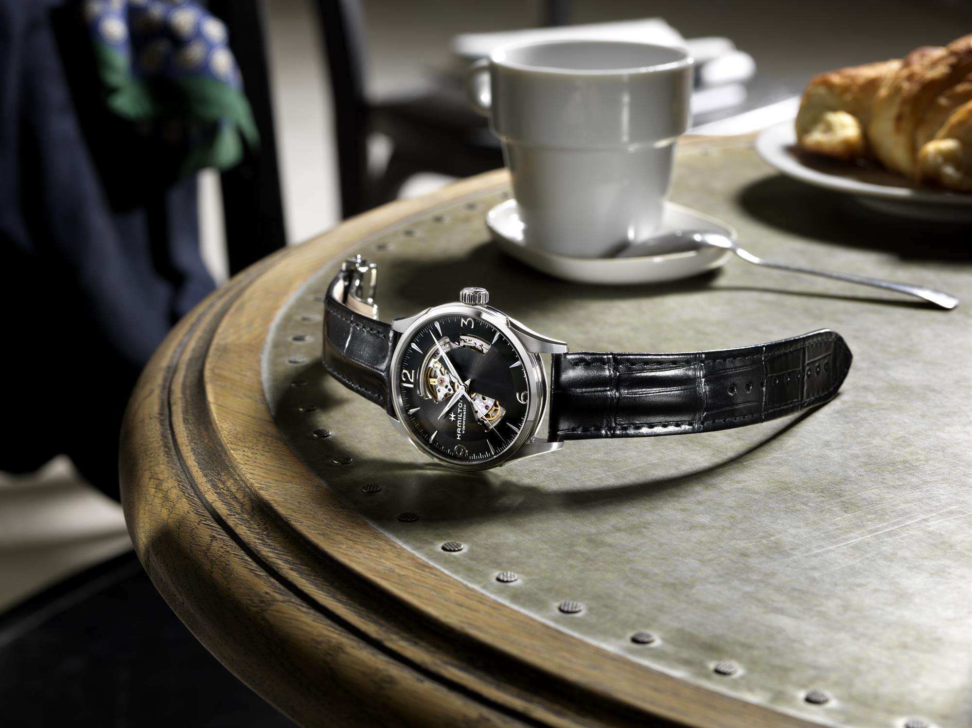 Hamilton Jazzmaster Viewmatic Open Heart Automatic Black Skeleton Dial Men's Watch H32705731 - WatchNation