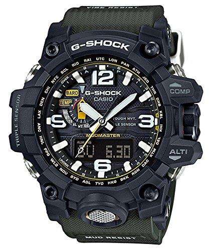 Casio G-Shock Mudmaster Black Dial Green Resin Strap Solar Powered Mens Watch GWG-1000-1A3ER - WatchNation