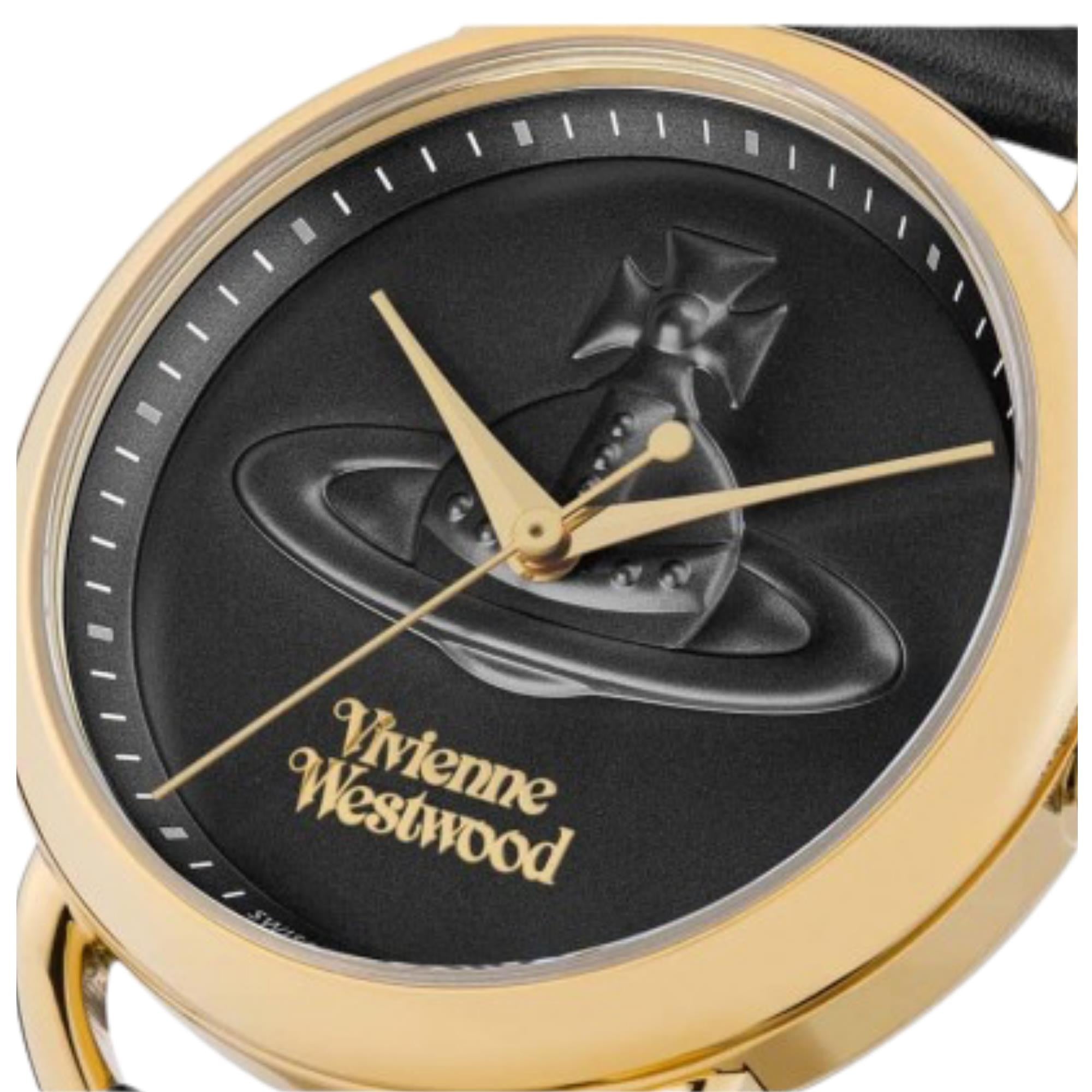 Vivienne Westwood Carnaby Black Dial Leather Strap Ladies Watch VV163GDBLK