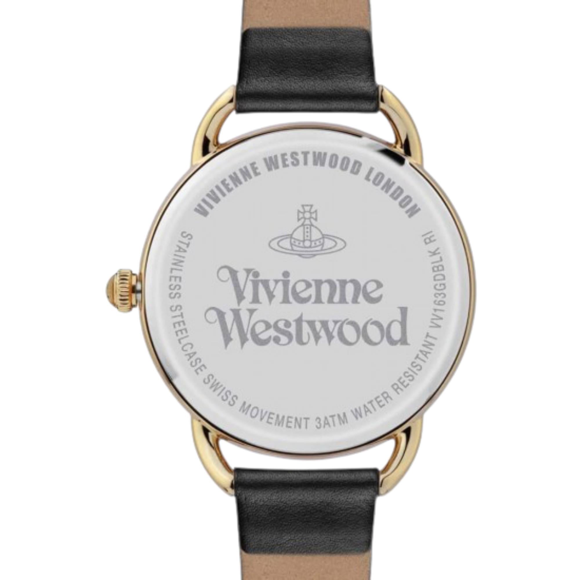 Vivienne Westwood Carnaby Black Dial Leather Strap Ladies Watch VV163GDBLK
