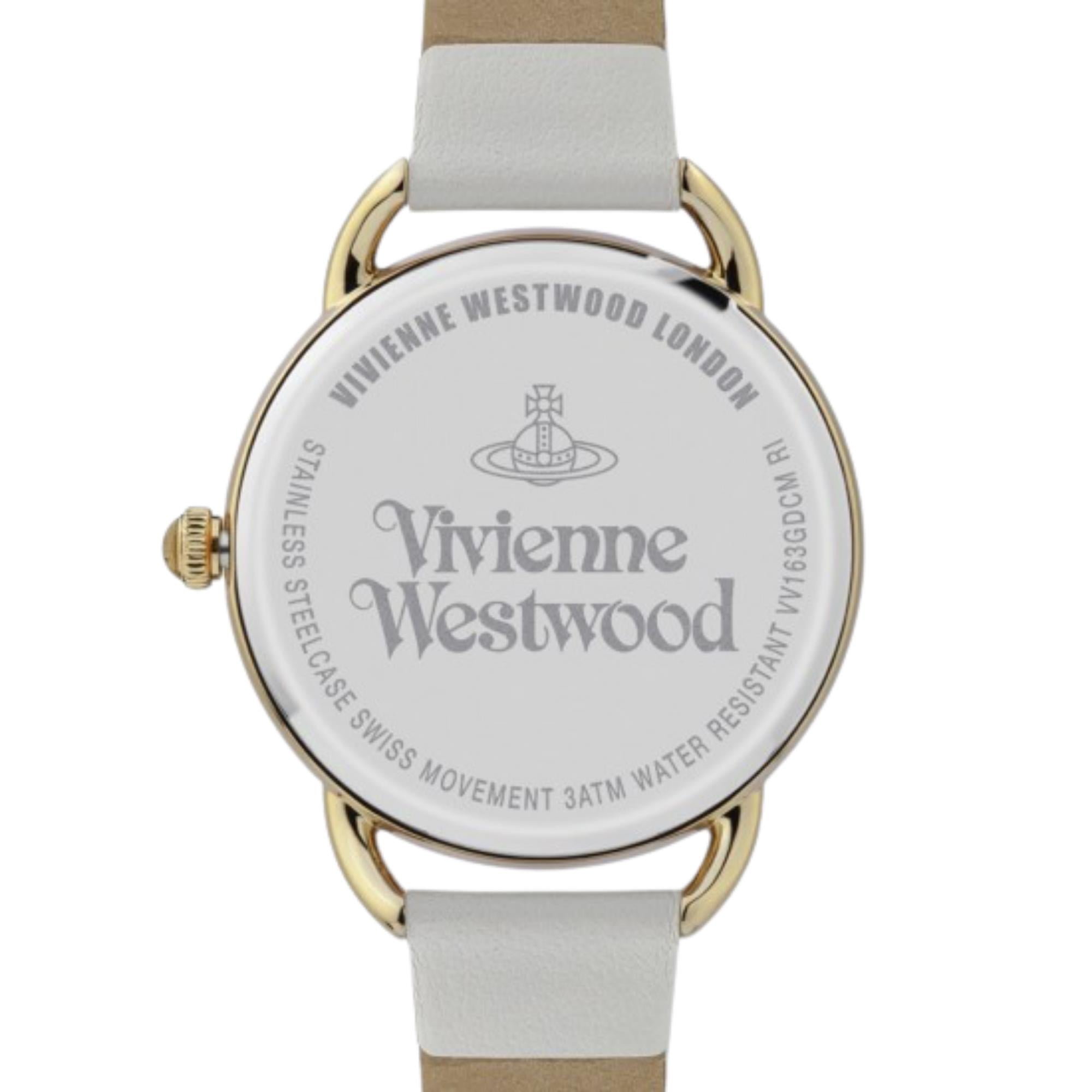 Vivienne Westwood Carnaby Ladies Quartz Watch with Cream Dial & Cream Leather Strap VV163GDCM