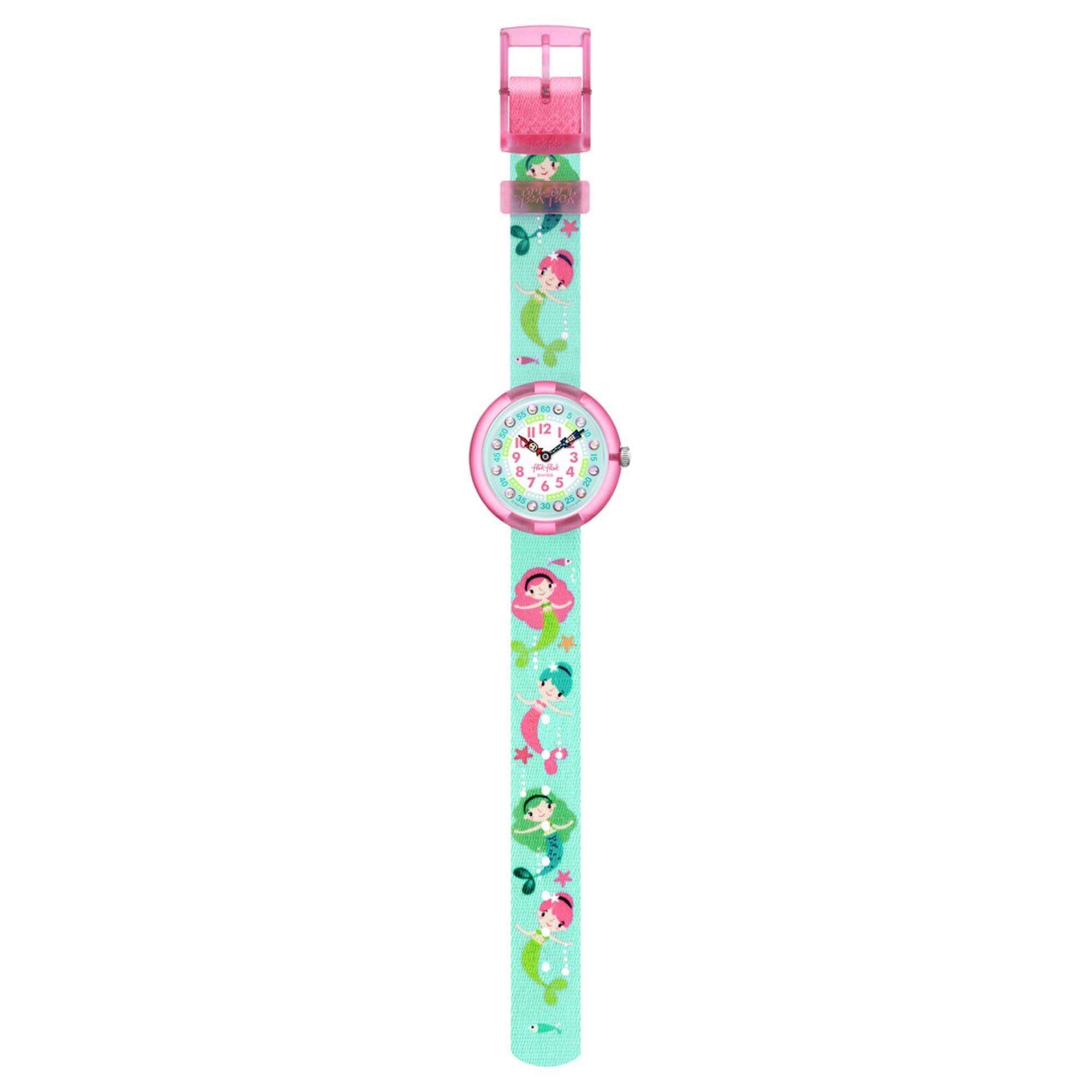 Flik Flak Mermailicious Quartz Blue Dial Blue Fabric Strap Kids FBNP179