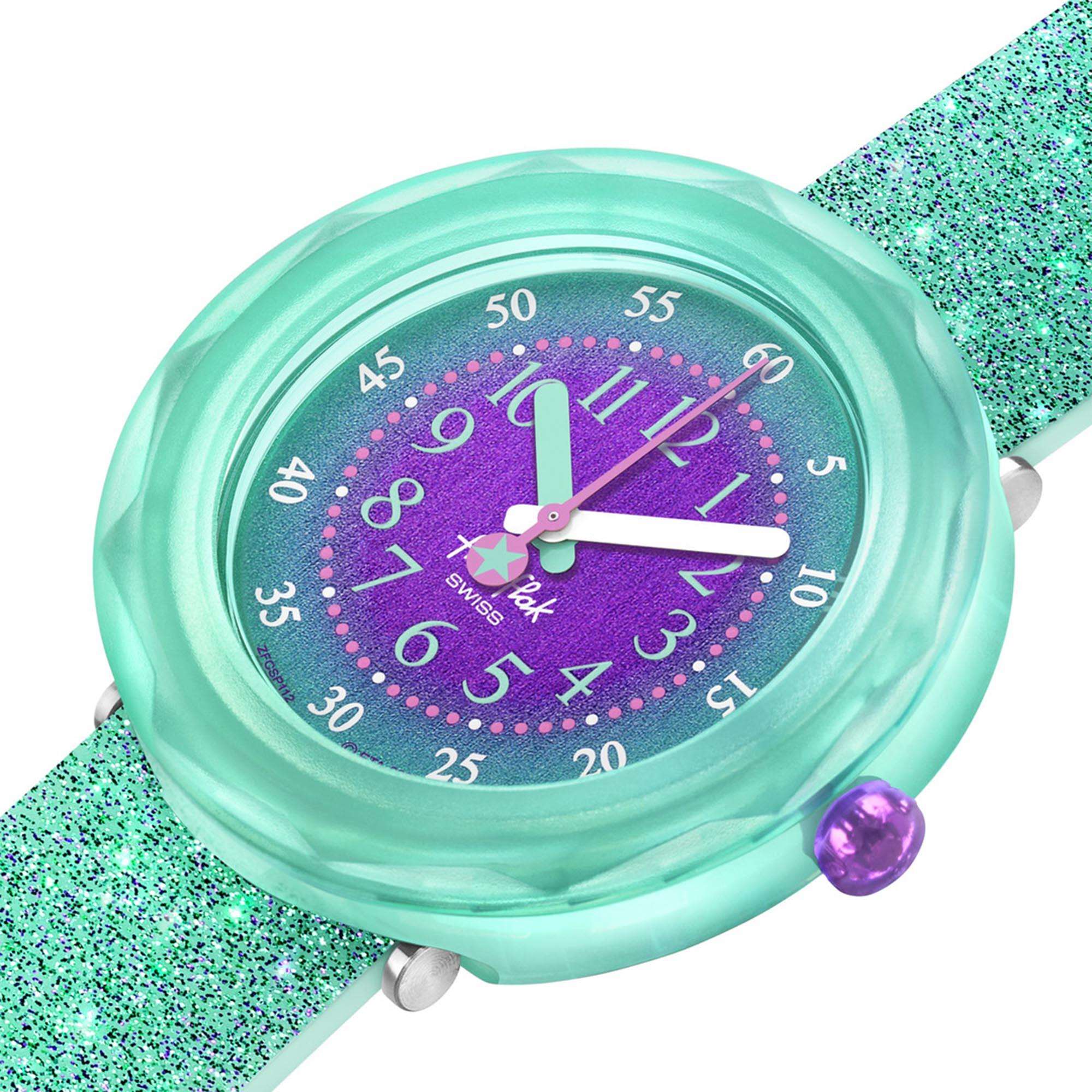 Flik Flak Oceanaxus Quartz Purple Dial Blue Silicone Strap Kids Watch FCSP112