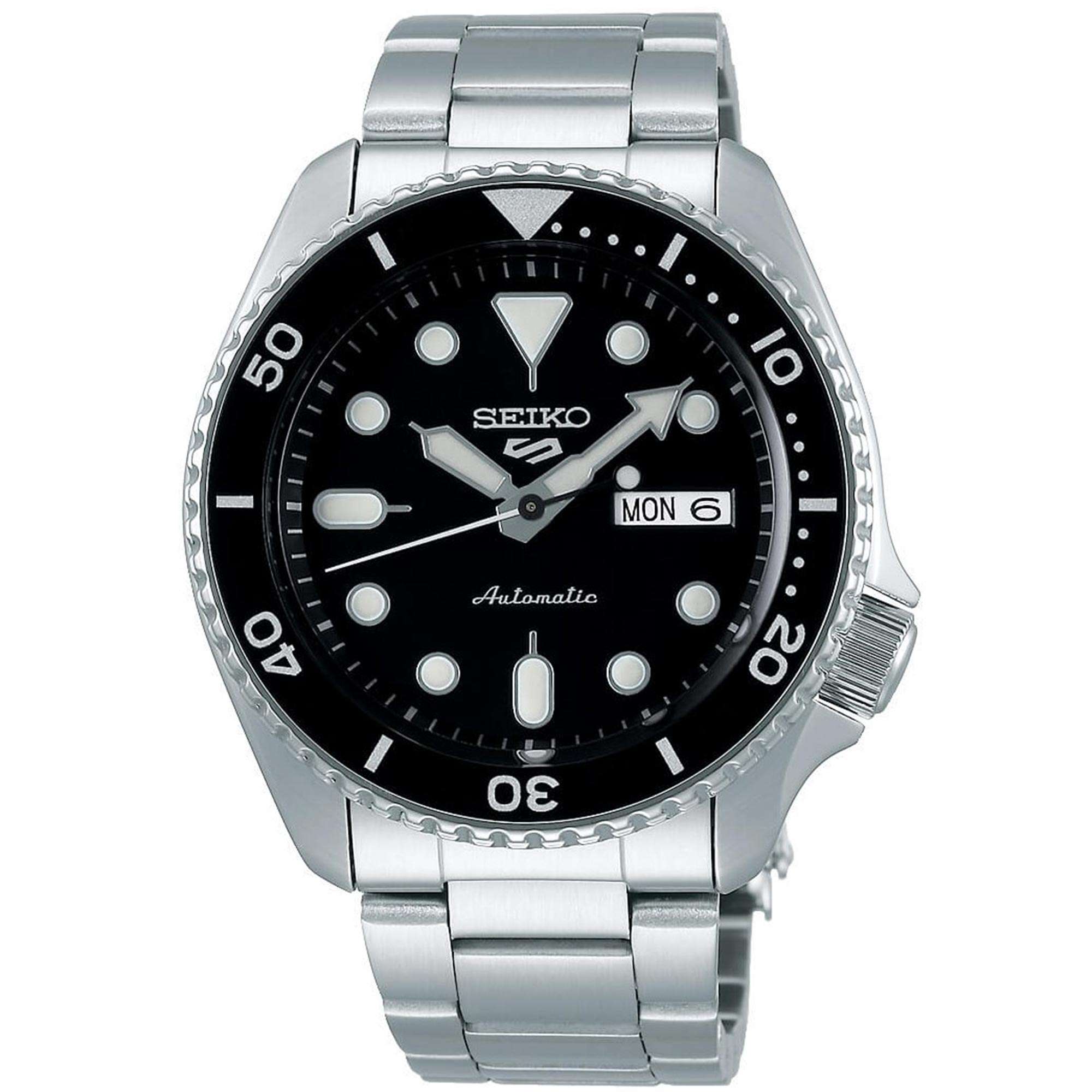 Seiko 5 Sports Automatic Black Dial Silver Stainless Steel Bracelet Men's Watch SRPD55K1