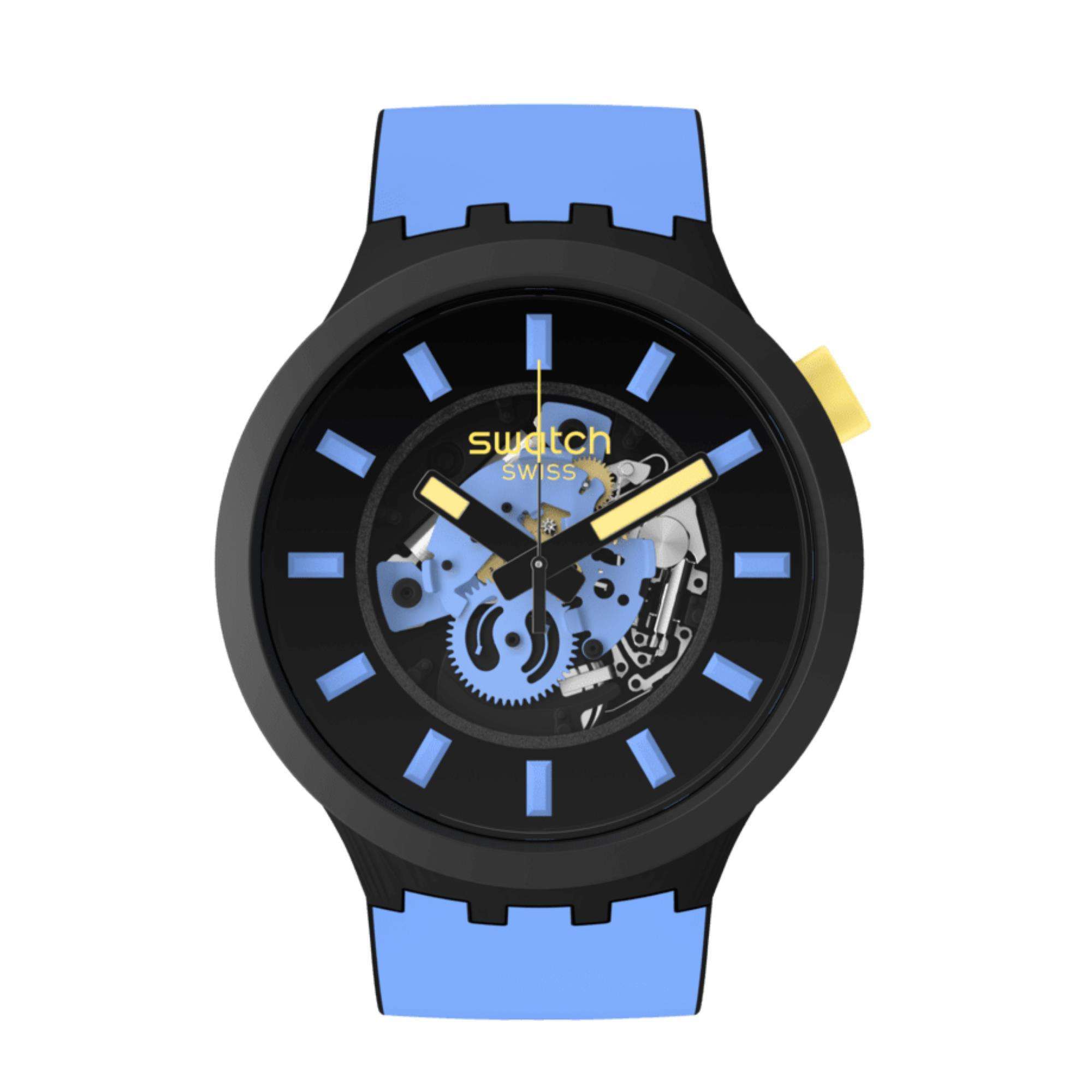 Swatch Big Bold Bioceramic Travel By Day Quartz Black Dial Black Silicone Strap Unisex Watch SB03B108