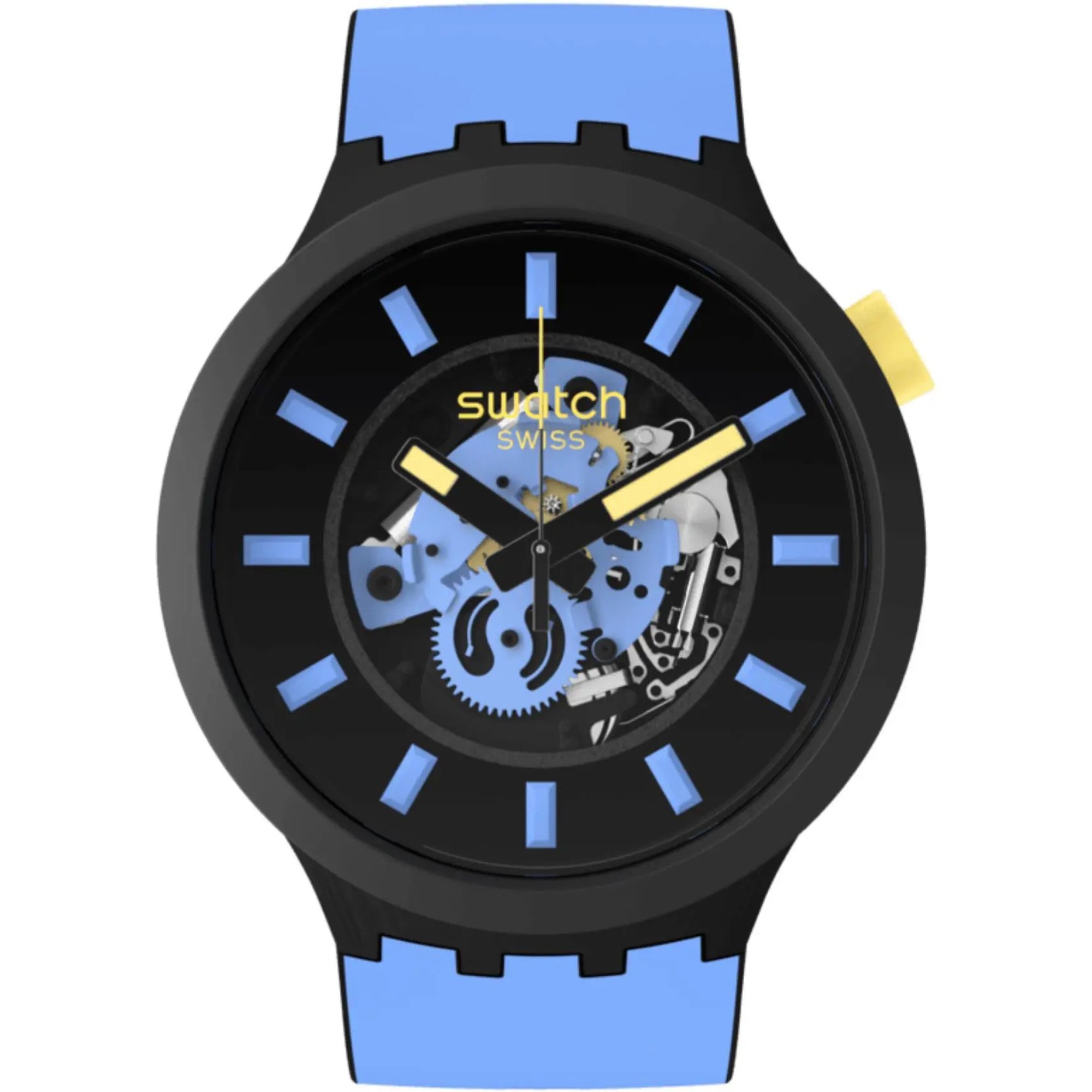 Swatch Big Bold Bioceramic Travel By Day Quartz Black Dial Black Silicone Strap Unisex Watch SB03B108