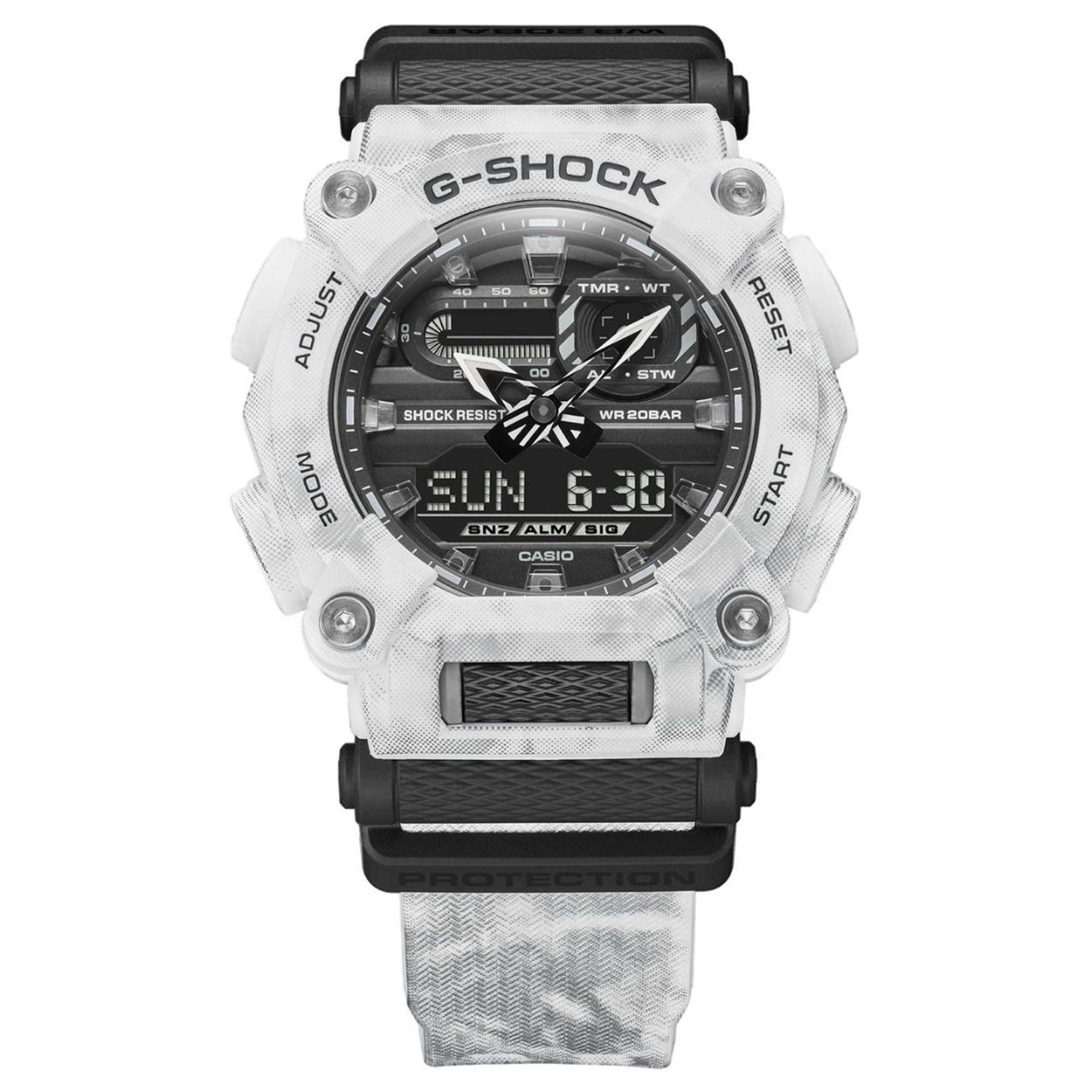 Casio G-Shock Snow Camo Series Quartz Black Dial Grey Resin Strap Mens Watch GA-900GC-7AER