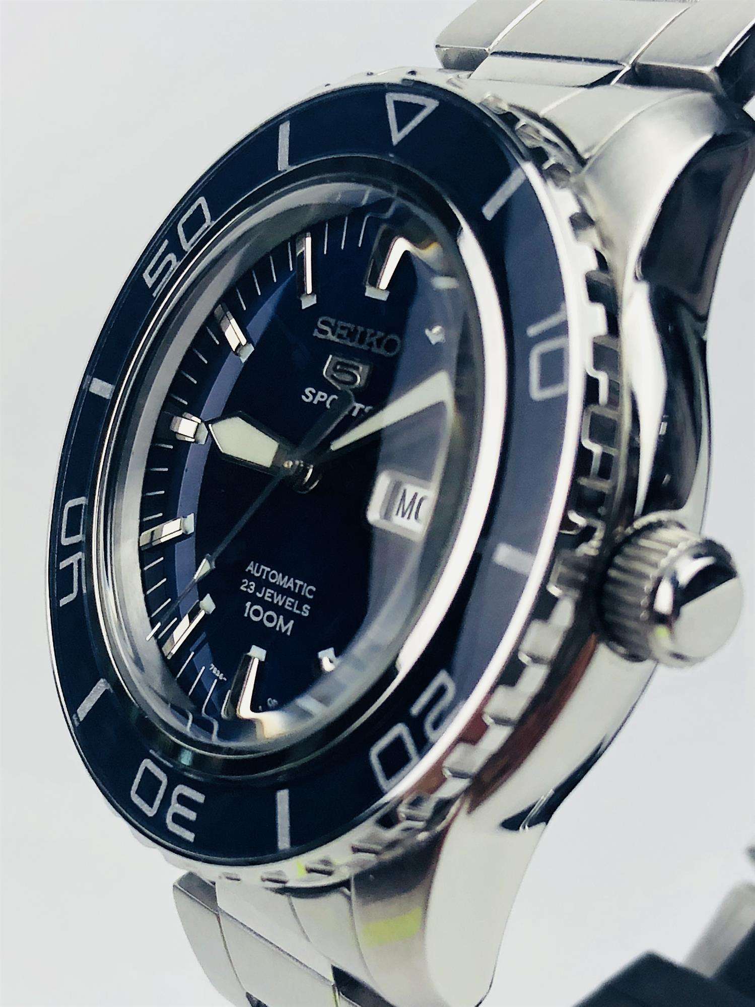Seiko 5 Sports Automatic Blue Dial Stainless Steel Men's Watch SNZH53K1