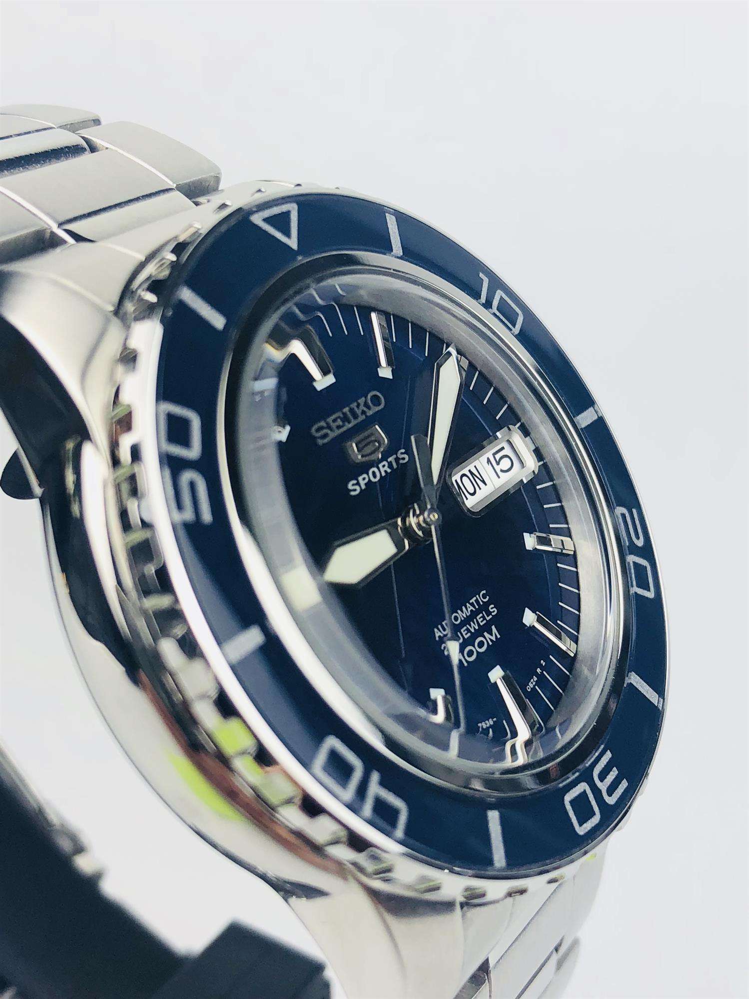 Seiko 5 Sports Automatic Blue Dial Stainless Steel Men's Watch SNZH53K1