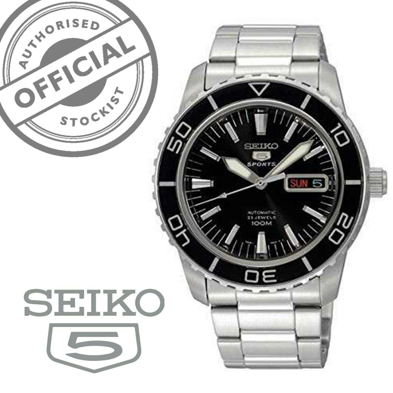 Seiko 5 Sports Automatic Black Dial Stainless Steel Bracelet Men's Watch SNZH55K1