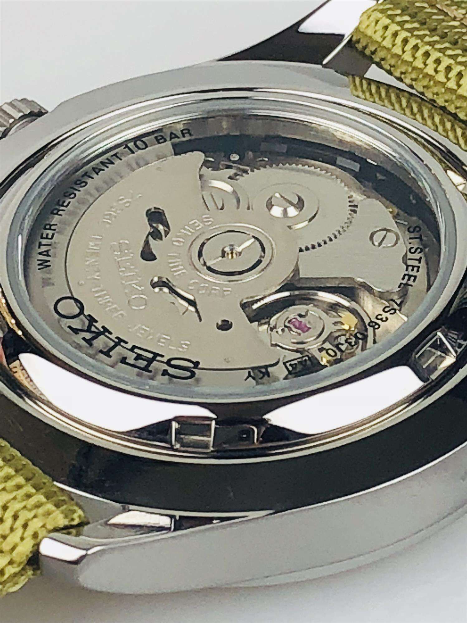 Seiko 5 Sports Automatic Military Cream Dial Canvas Men's Watch SNZG07K1