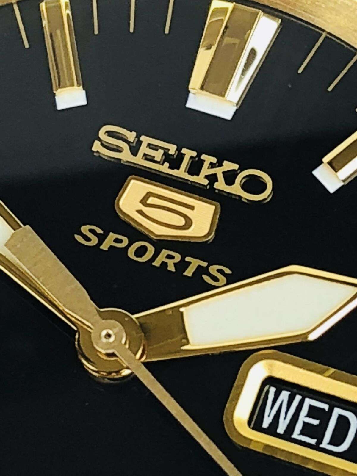 Seiko 5 Sports Automatic Black Dial Gold Stainless Steel Men's Watch SNZH60K1