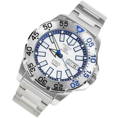 Seiko 5 Sports 'Monster' White Dial Stainless Steel Bracelet Men's Watch SRP481K1