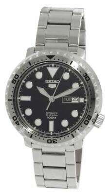 Seiko 5 Sports Bottle Cap Silver Stainless Steel Black Dial Automatic Men's Watch SRPC61K1