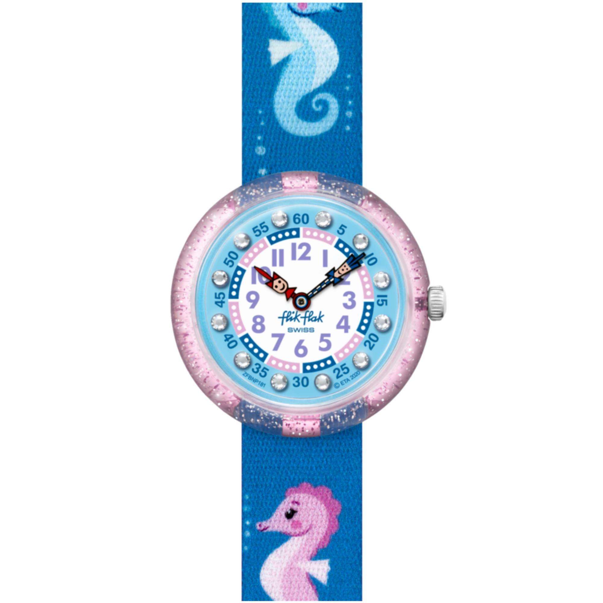 Flik Flak Cavalluccio Two Tone Dial Blue Textile Strap Childrens Watch FBNP181