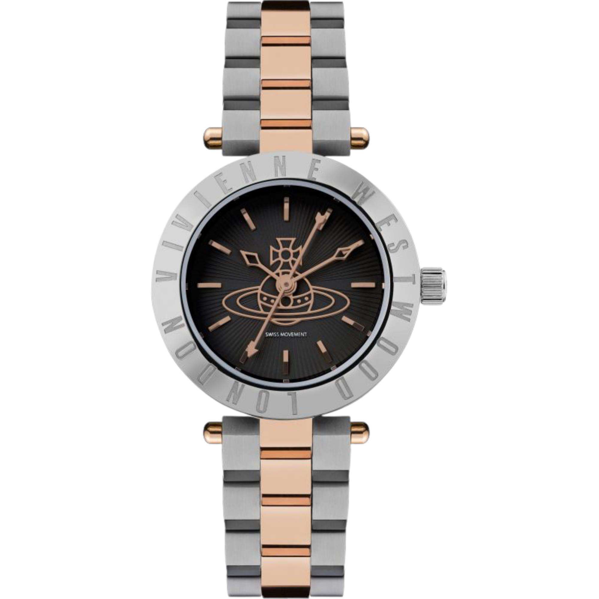 Vivienne Westwood Westbourne Quartz Black Dial Two Tone Stainless Steel Bracelet Ladies Watch VV092BKSR