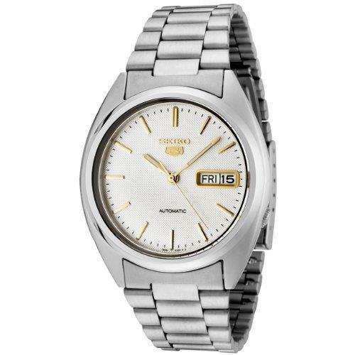 Seiko 5 Automatic White Dial Stainless Steel Bracelet Men's Watch SNXG47K1 - WatchNation