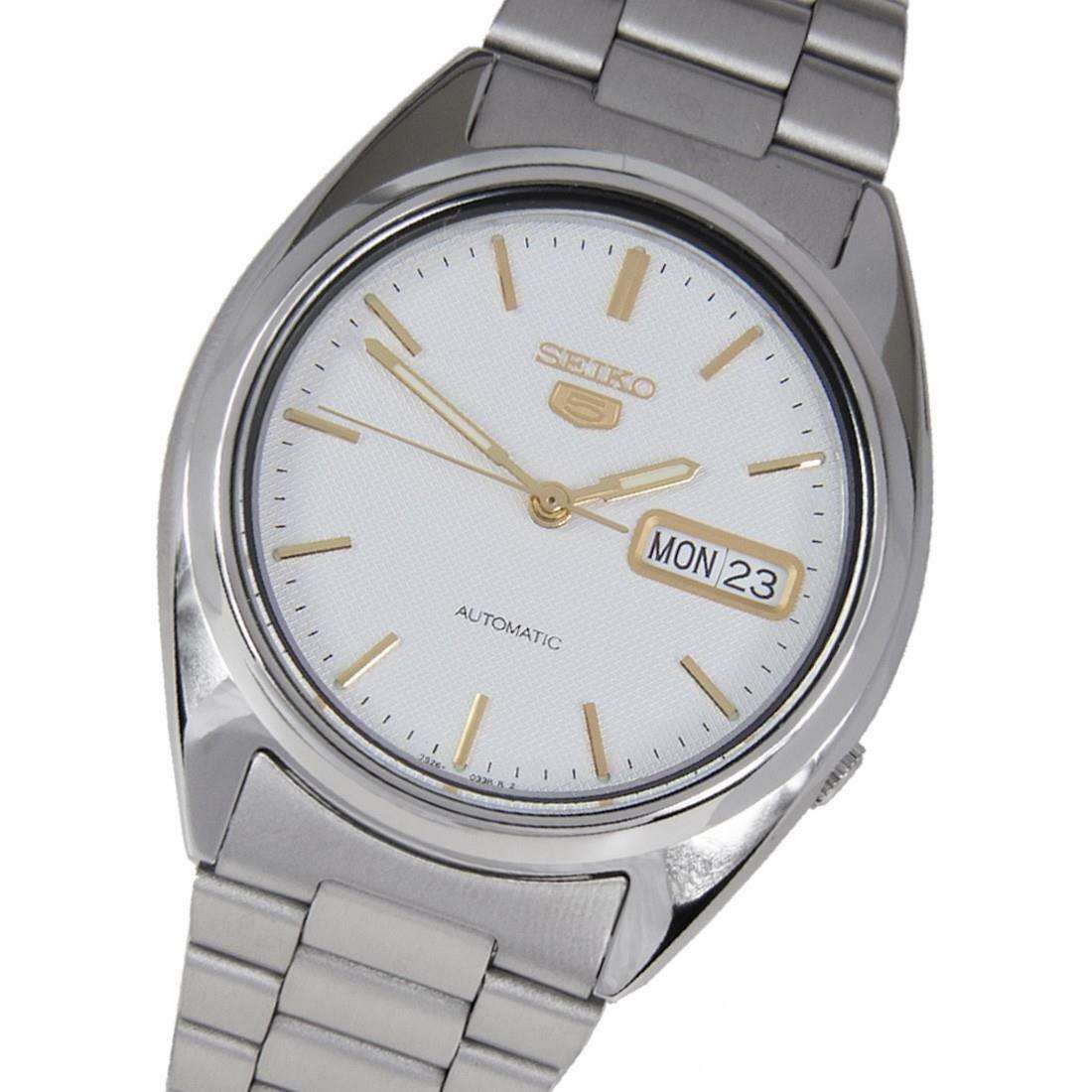 Seiko 5 Automatic White Dial Stainless Steel Bracelet Men's Watch SNXG47K1 - WatchNation
