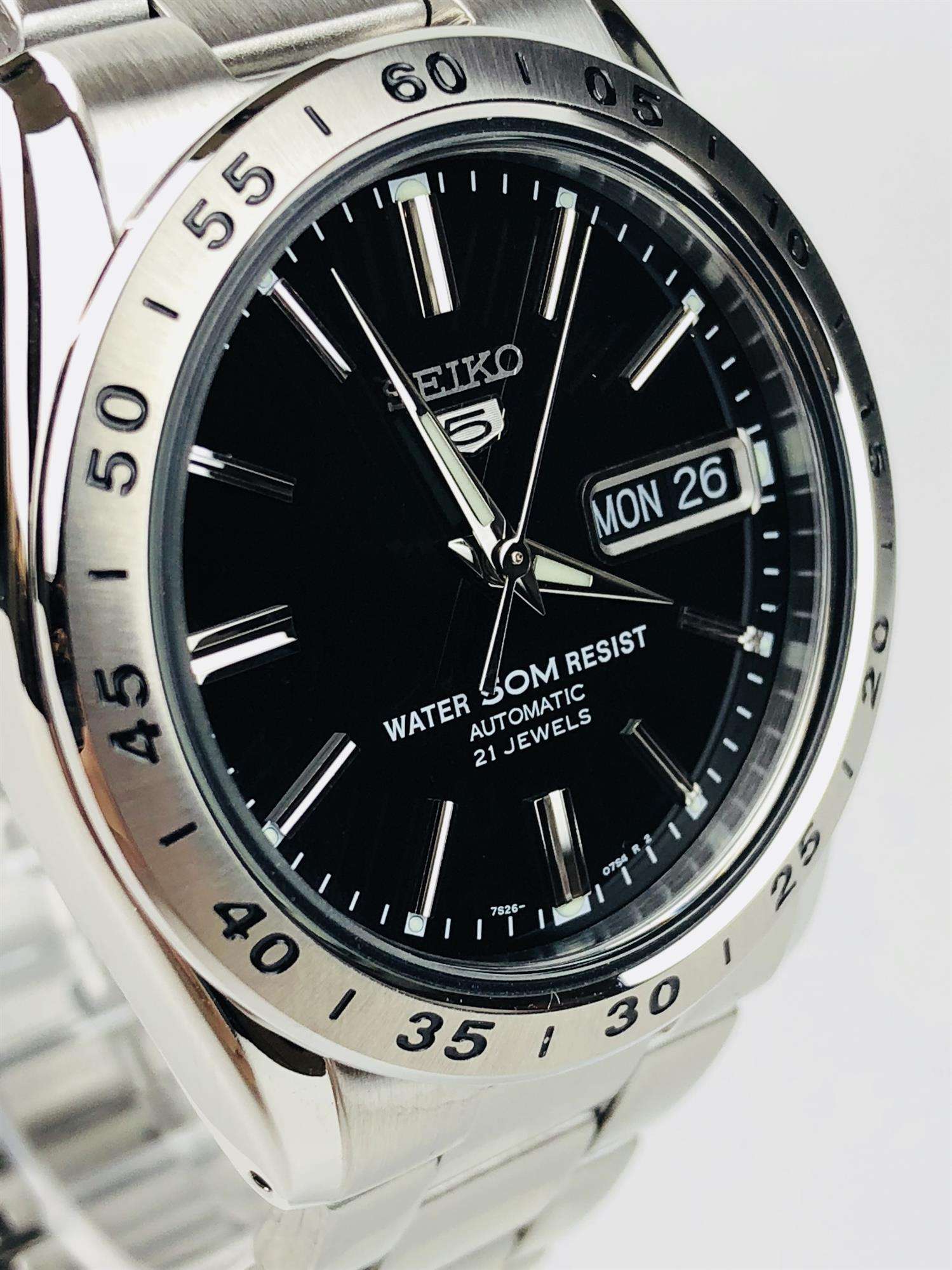 Seiko 5 Automatic Black Dial Stainless Steel Men's Watch SNKE01K1