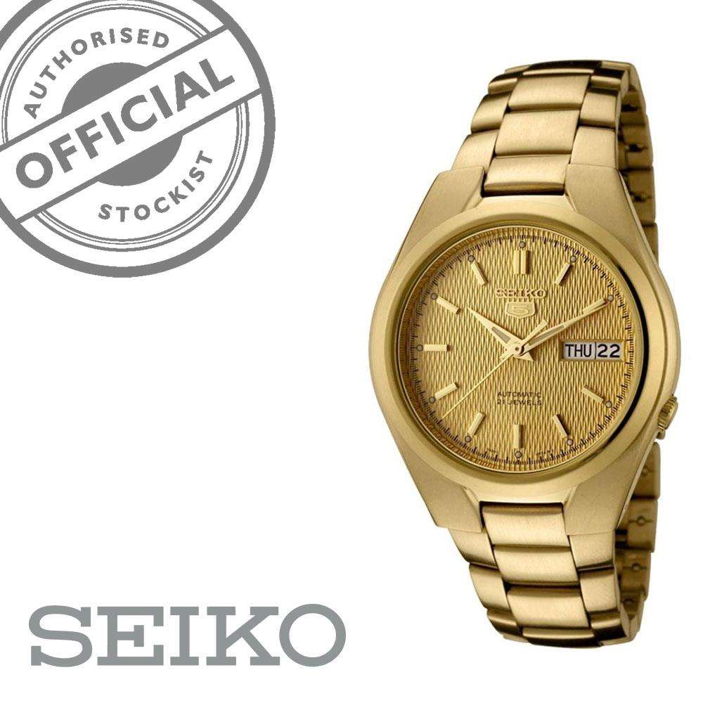 Seiko 5 Automatic Self Wind Gold Dial Gold PVD Steel Bracelet Men's Watch SNK610K1