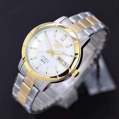 Seiko 5 Automatic White Dial Two Tone Silver Gold Stainless Steel Ladies Watch SNK892K1
