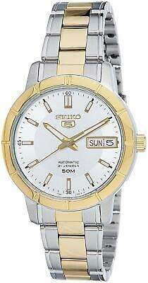 Seiko 5 Automatic White Dial Two Tone Silver Gold Stainless Steel Ladies Watch SNK892K1