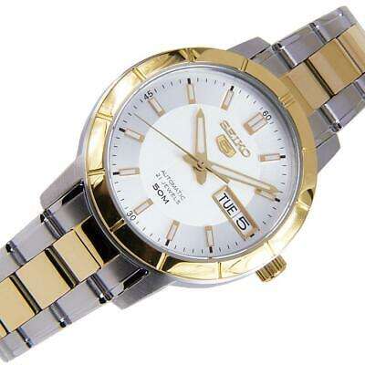 Seiko 5 Automatic White Dial Two Tone Silver Gold Stainless Steel Ladies Watch SNK892K1