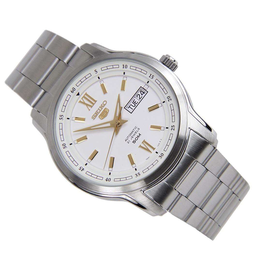 Seiko 5 Automatic White Dial Silver Stainless Steel Men's Watch SNKP15K1