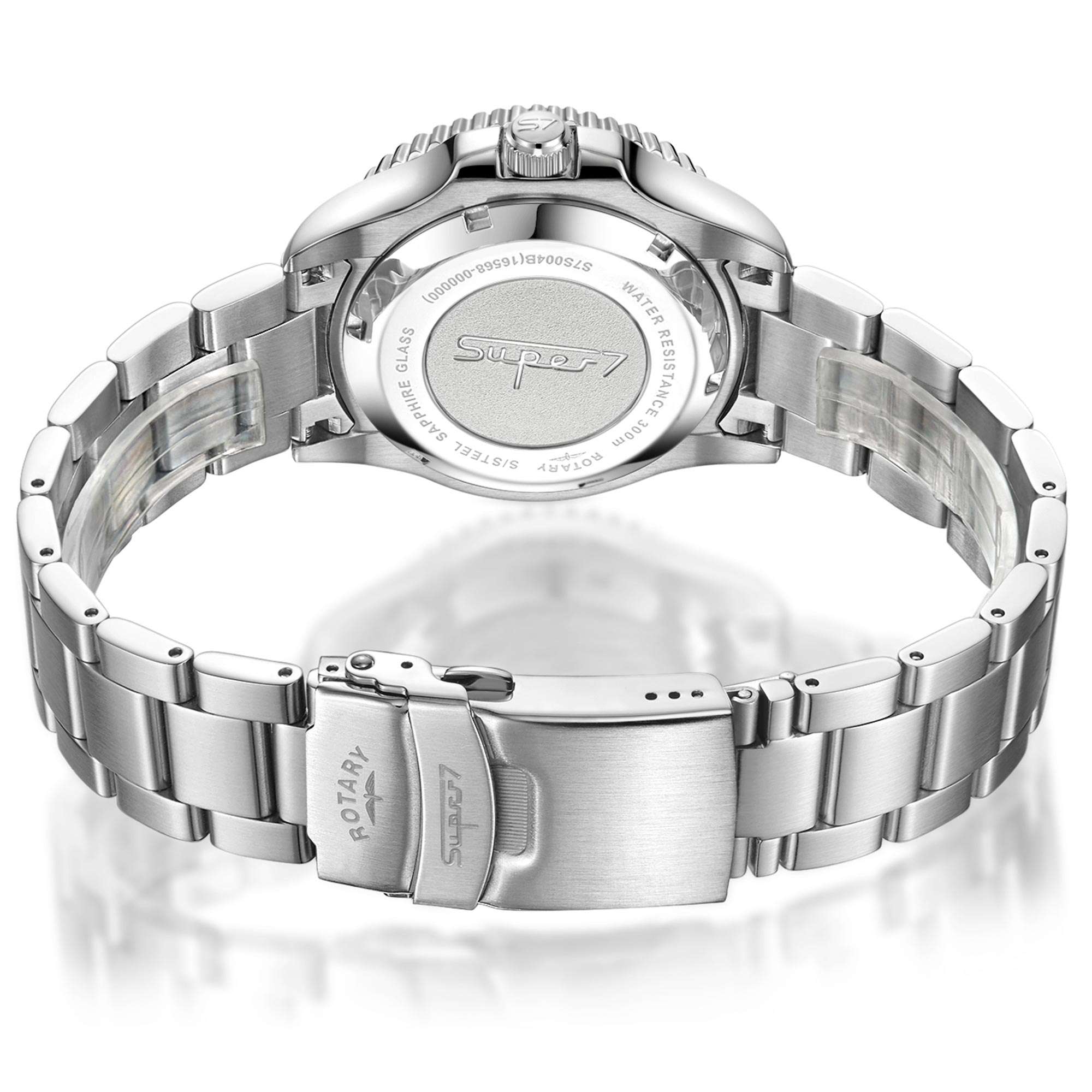 Rotary Super 7 SCUBA 'Pepsi' Automatic Navy Blue Dial Silver Stainless Steel Bracelet Men's Dive Watch S7S004B