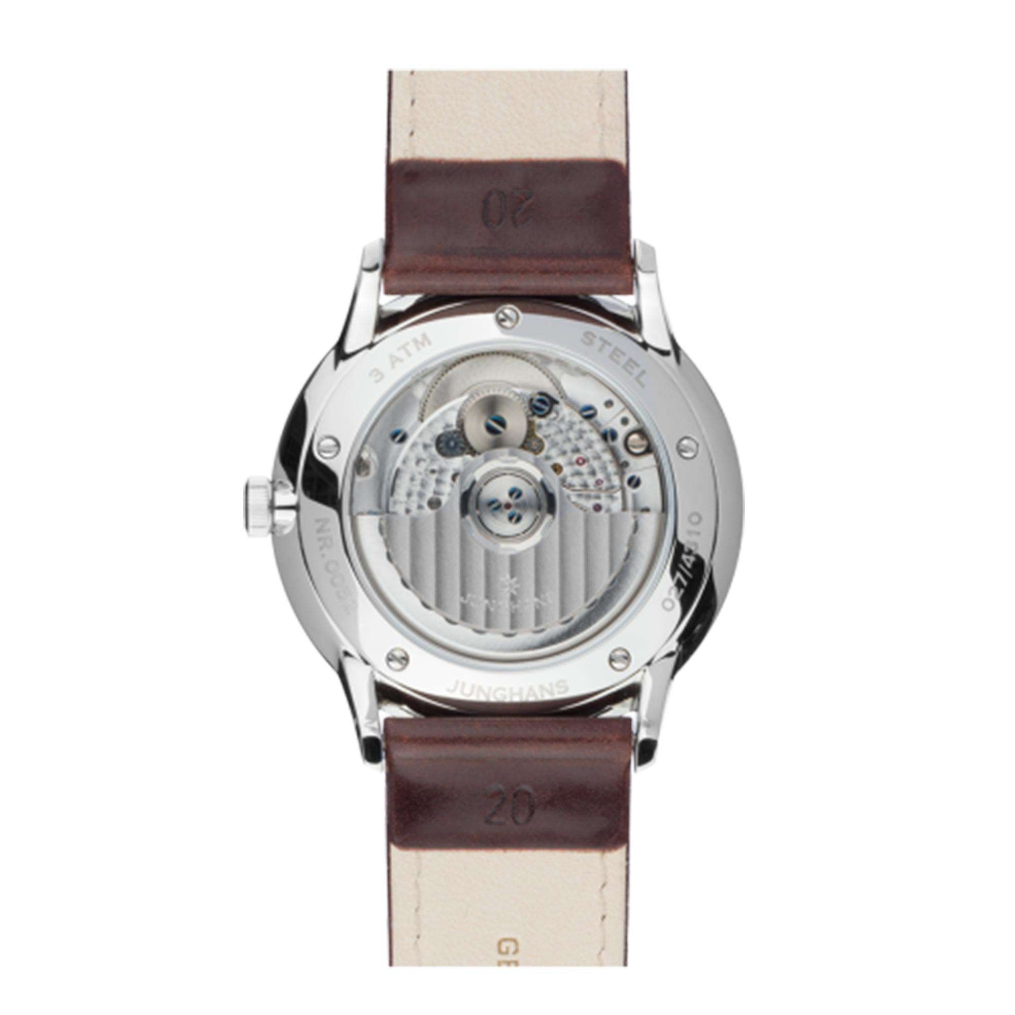 Junghans Meister Classic Automatic Silver Dial Brown Leather Strap Mens Watch 027/4310.00