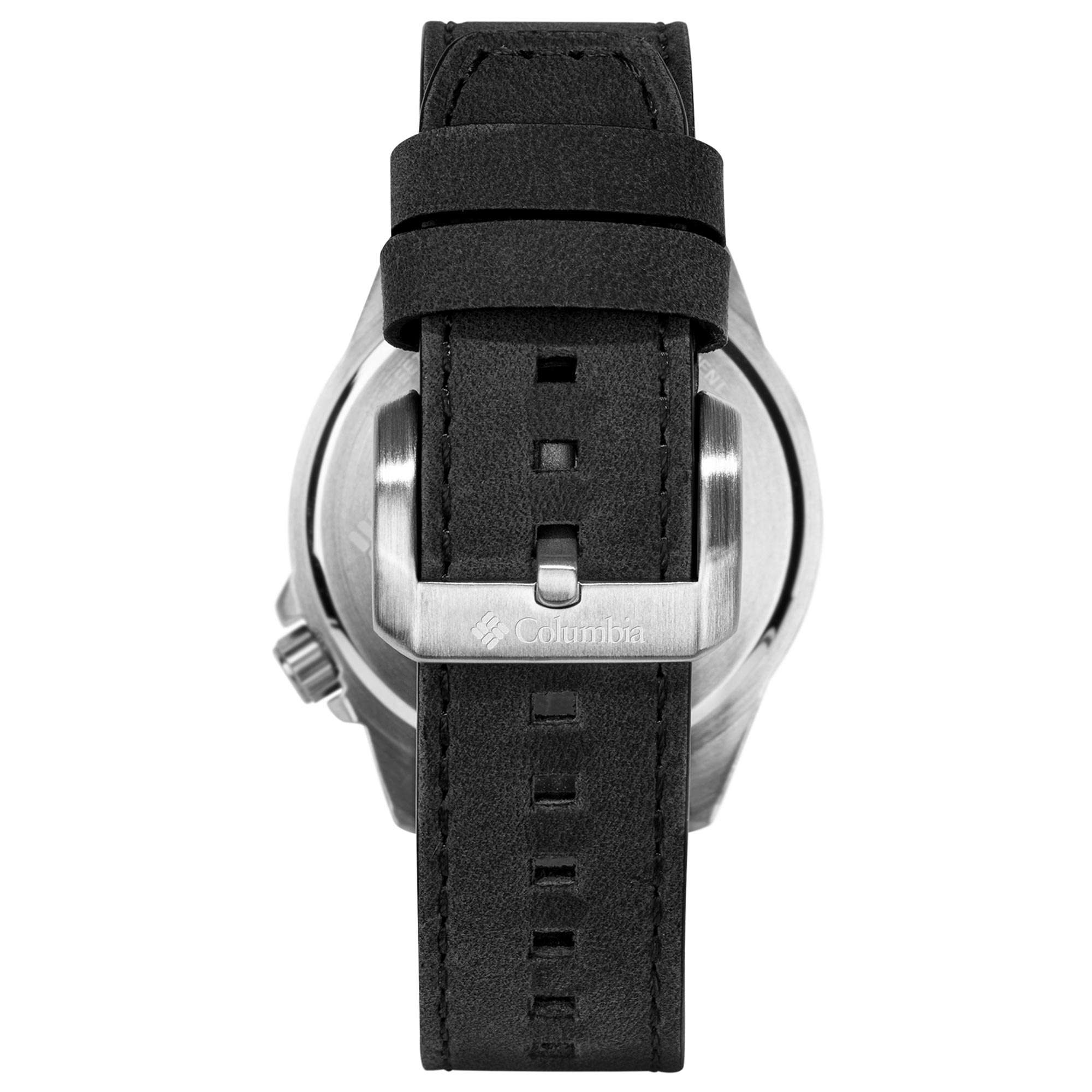 Columbia Exclusive Crestview Quartz Black Dial Leather Strap Watch CSS10-001