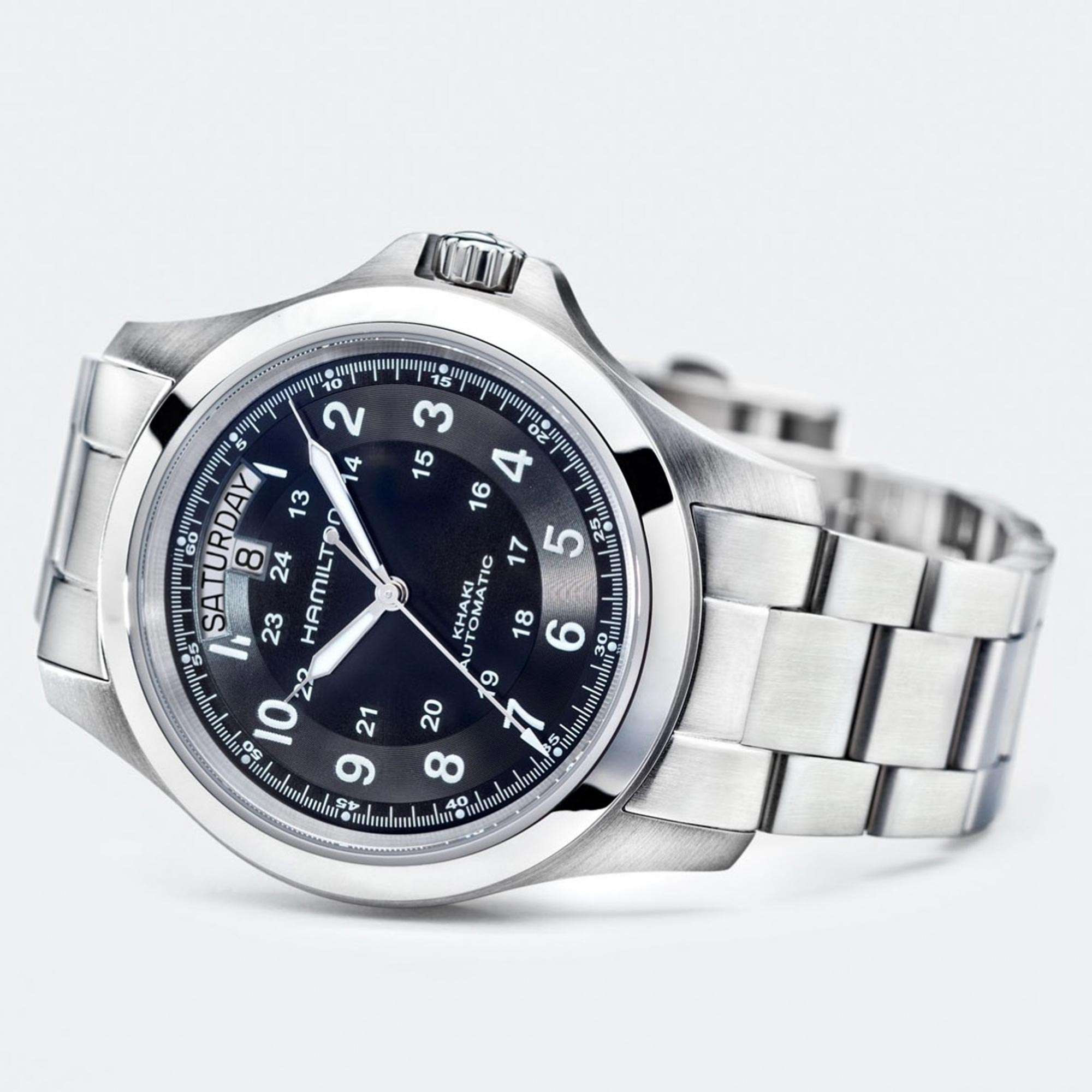 Hamilton Khaki Field Military King Automatic Black Dial Stainless Steel Bracelet Men's Watch H64455133