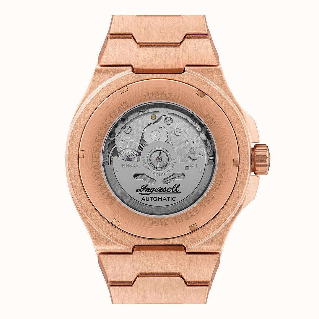 Ingersoll The Catalina Automatic Black Dial Rose Gold Stainless Steel Bracelet Men's Watch I11802