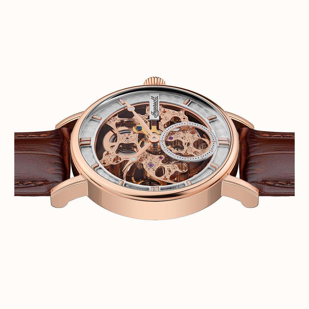 Ingersoll 'The Herald' Automatic Silver Dial Brown Leather Strap Men's Watch I00401B