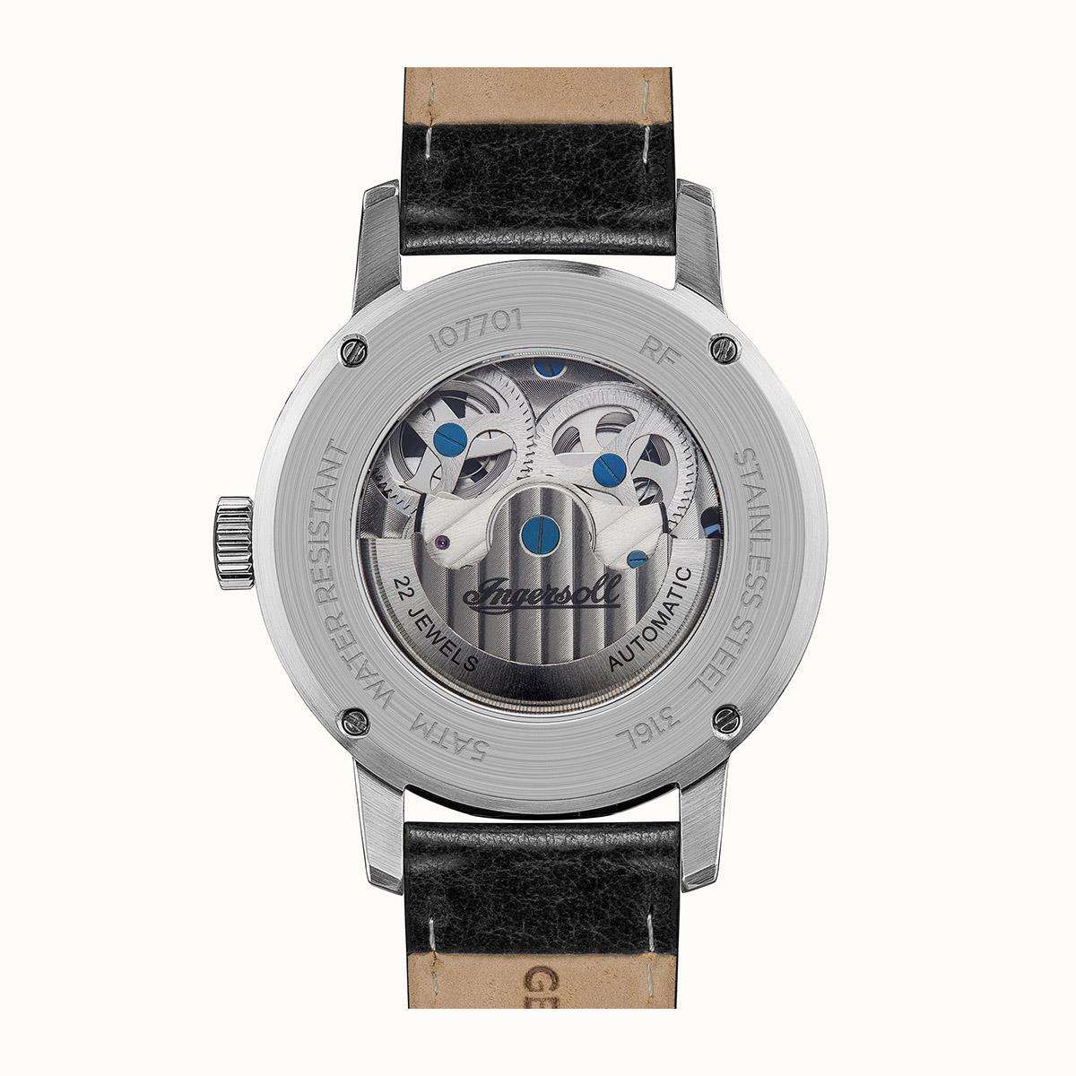 Ingersoll The Jazz Automatic Black Dial Black Leather Strap Men's Watch I07701
