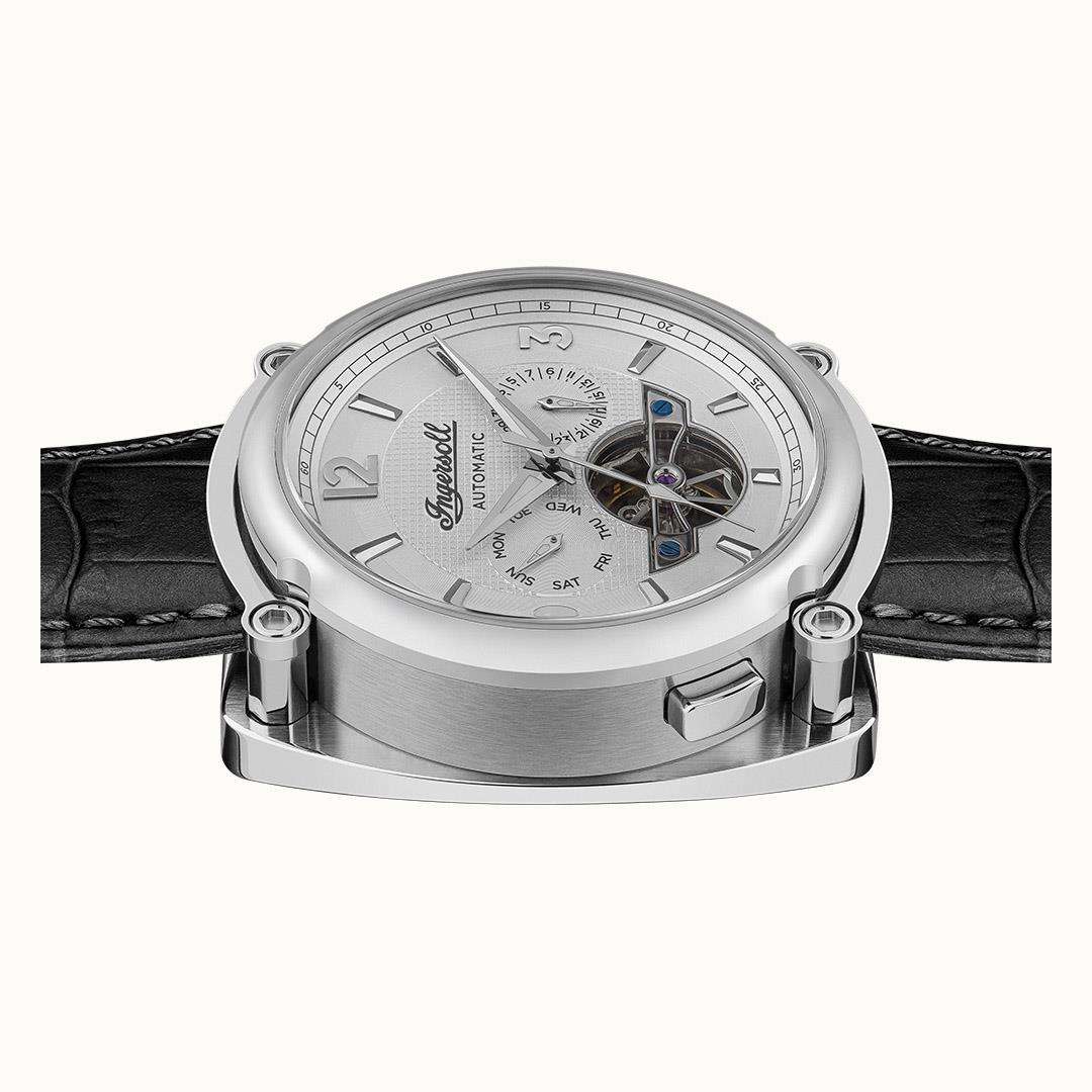 Ingersoll The Michigan Automatic White Dial Black Leather Strap Men's Watch I01105