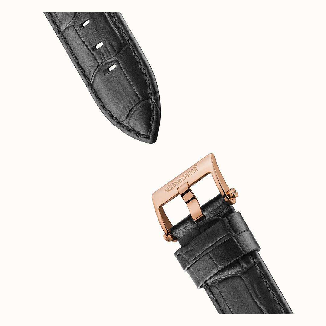 Ingersoll  The Michigan  Automatic Black Dial Black Leather Strap Men's Watch I01102B