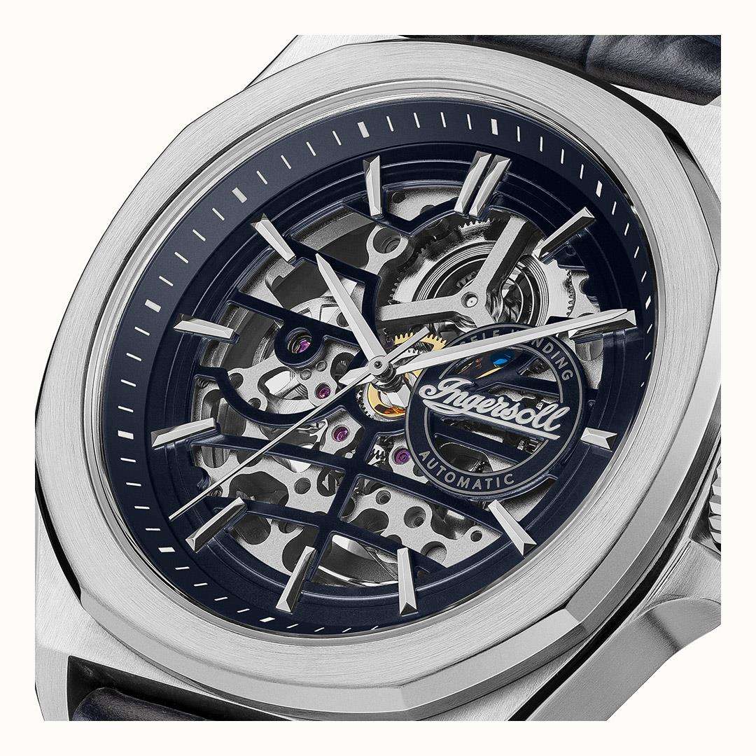 Ingersol The Orville Automatic Navy Blue Leather Strap Blue Dial Men's Watch I09306