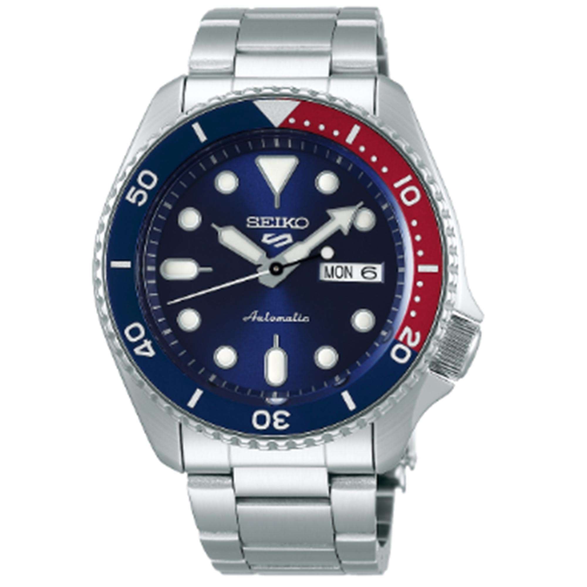 Seiko 5 Sports Pepsi Bezel Stainless Steel Bracelet Blue Dial Men's Watch SRPD53K1