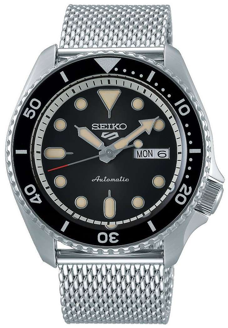 Seiko 5 Sports Automatic Black Dial Milanese Bracelet Men's Watch SRPD73K1