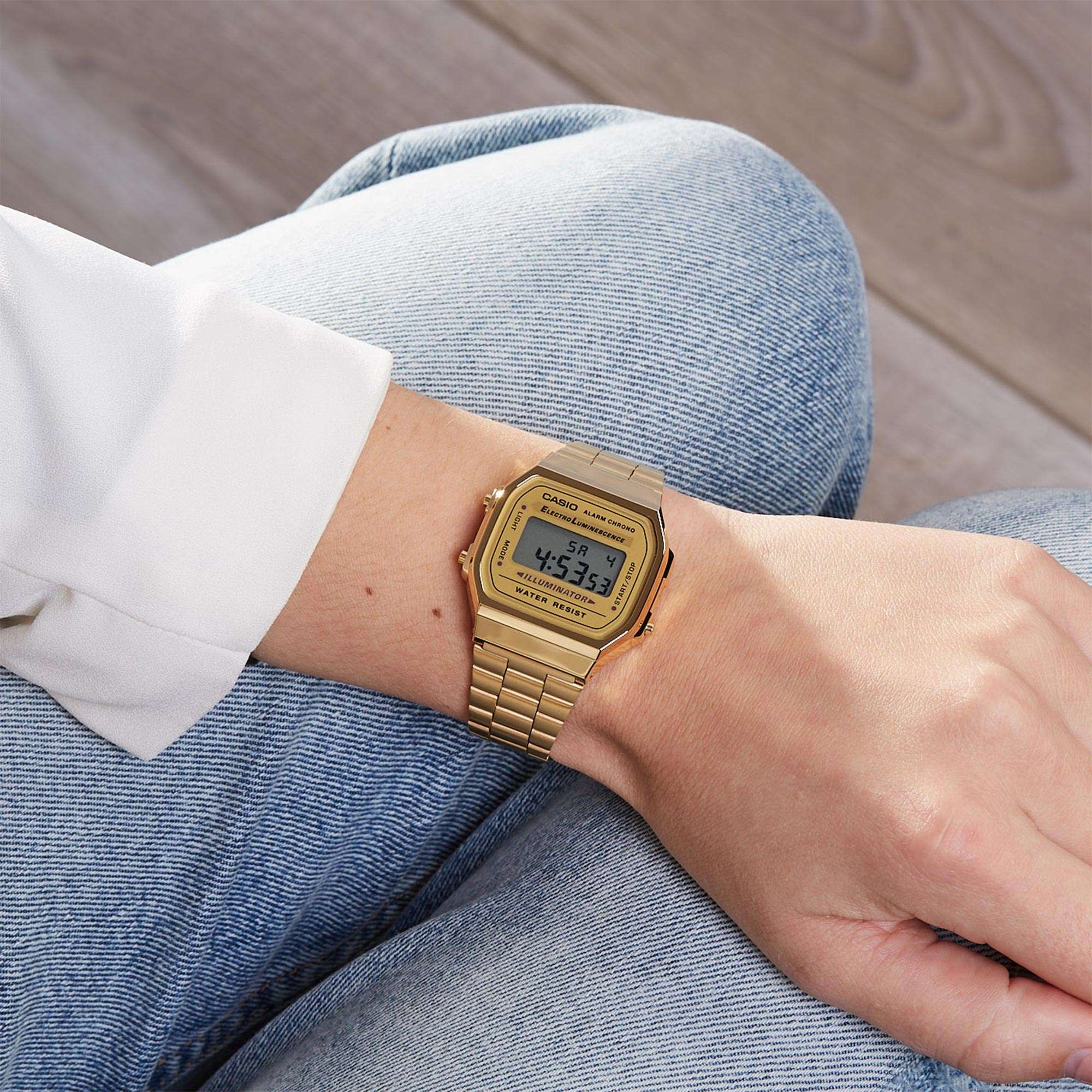 Casio Collection Quartz Digital Gold Stainless Steel Strap Ladies Watch A168WG-9EF