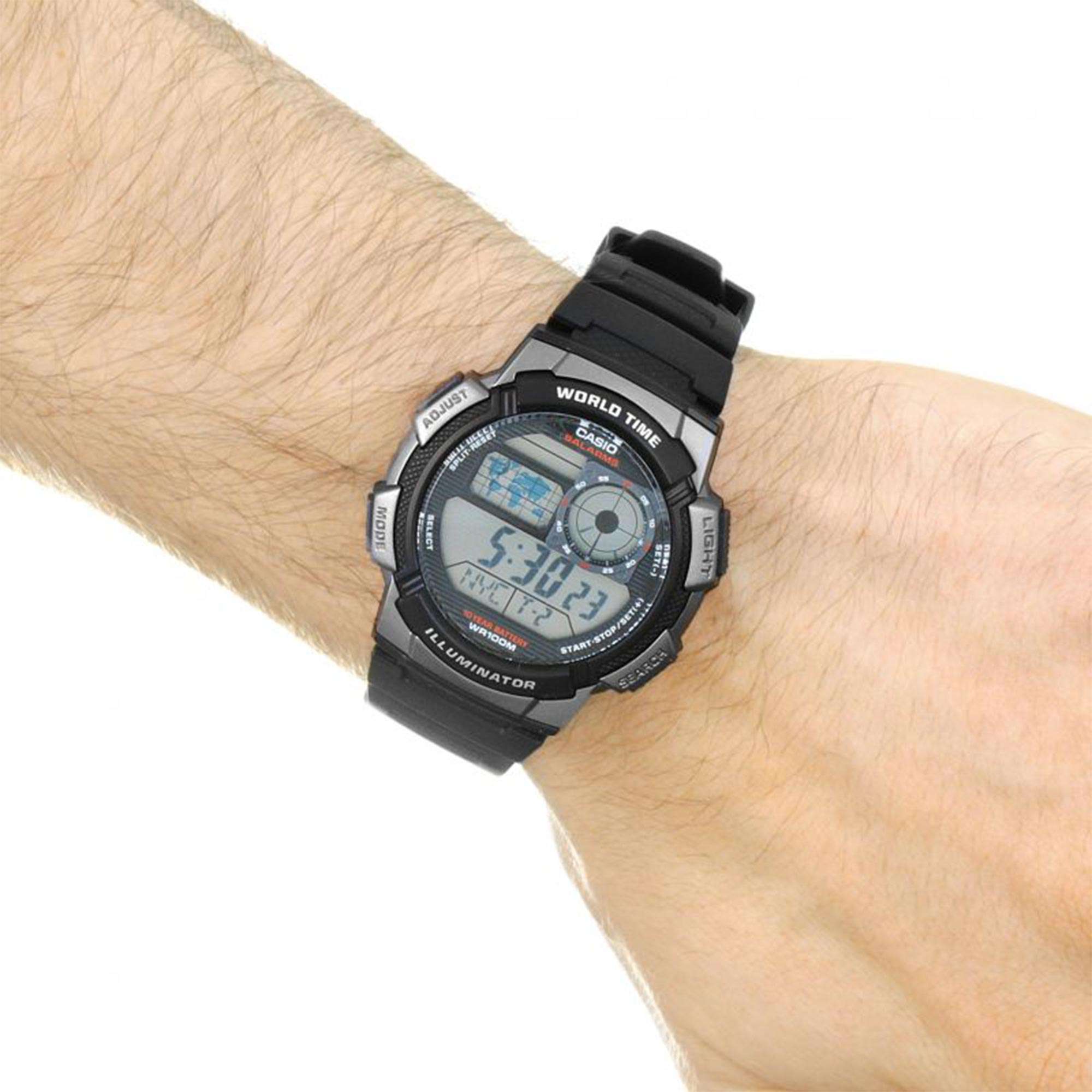 Casio Collection World Alarm Quartz Digital Black Resin Strap Men's Watch AE-1000W-1BVEF