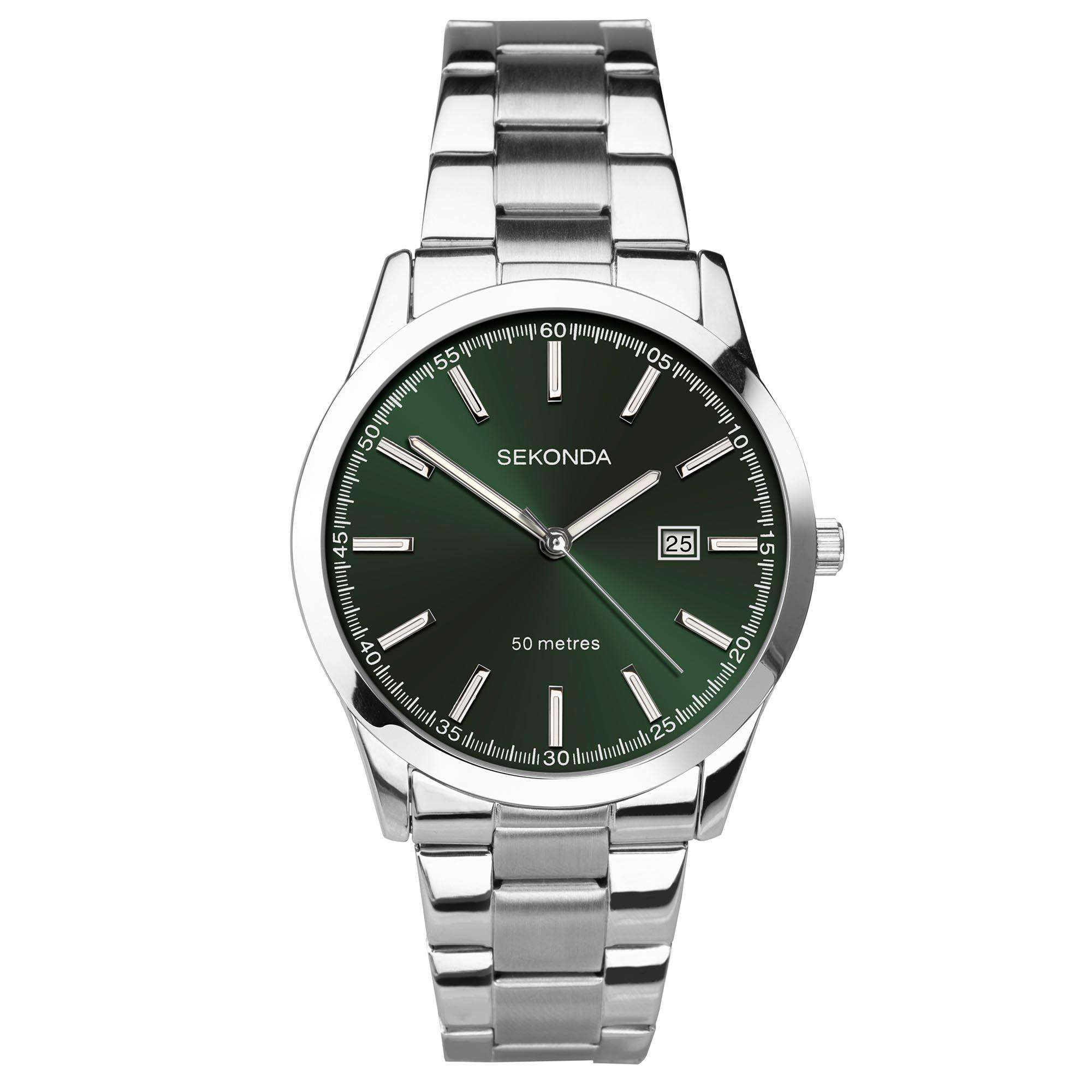 Sekonda Classic Quartz Green Dial Stainless Steel Bracelet Men's Watch 1946