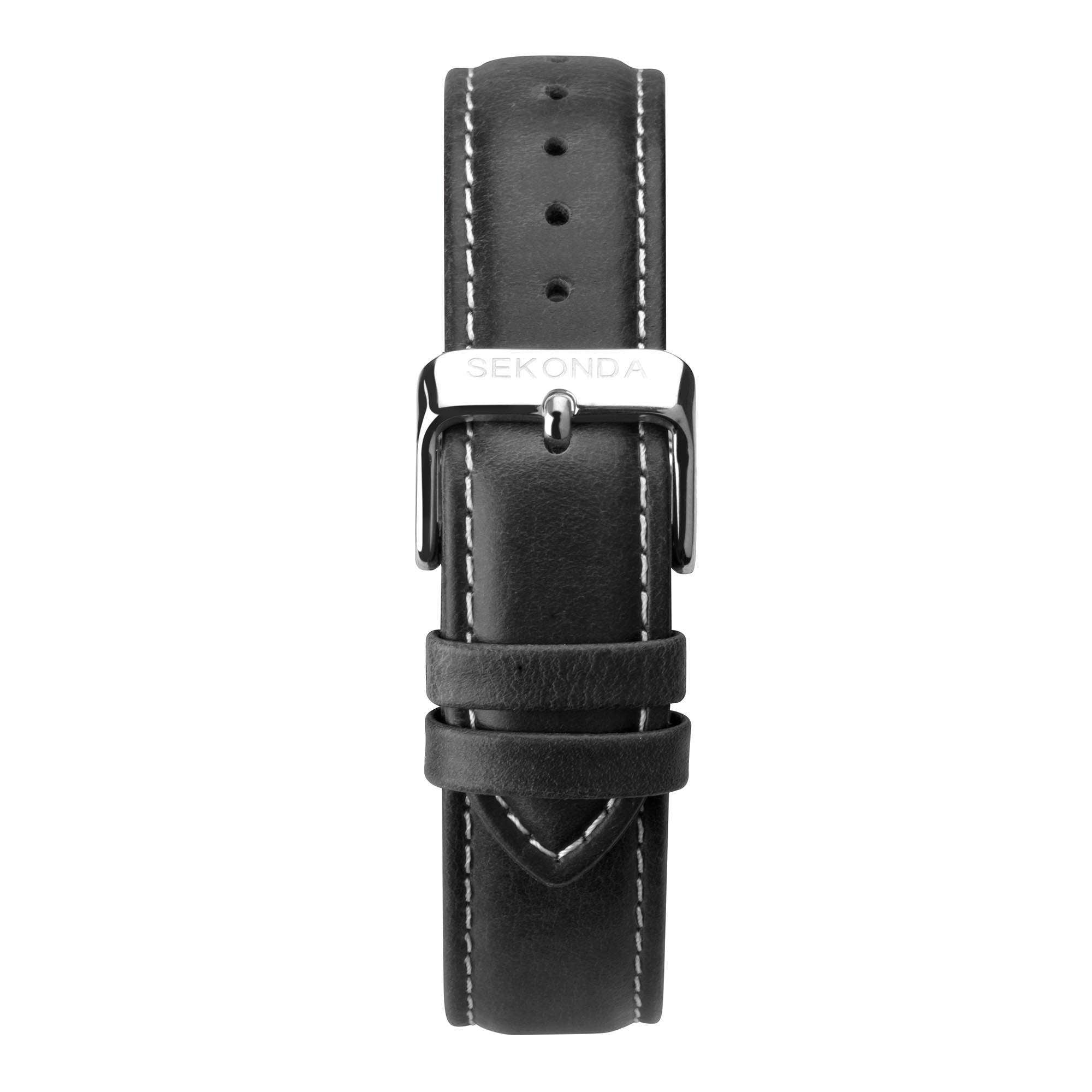 Sekonda Classic Quartz White Dial Black Leather Strap Men's Watch 1948