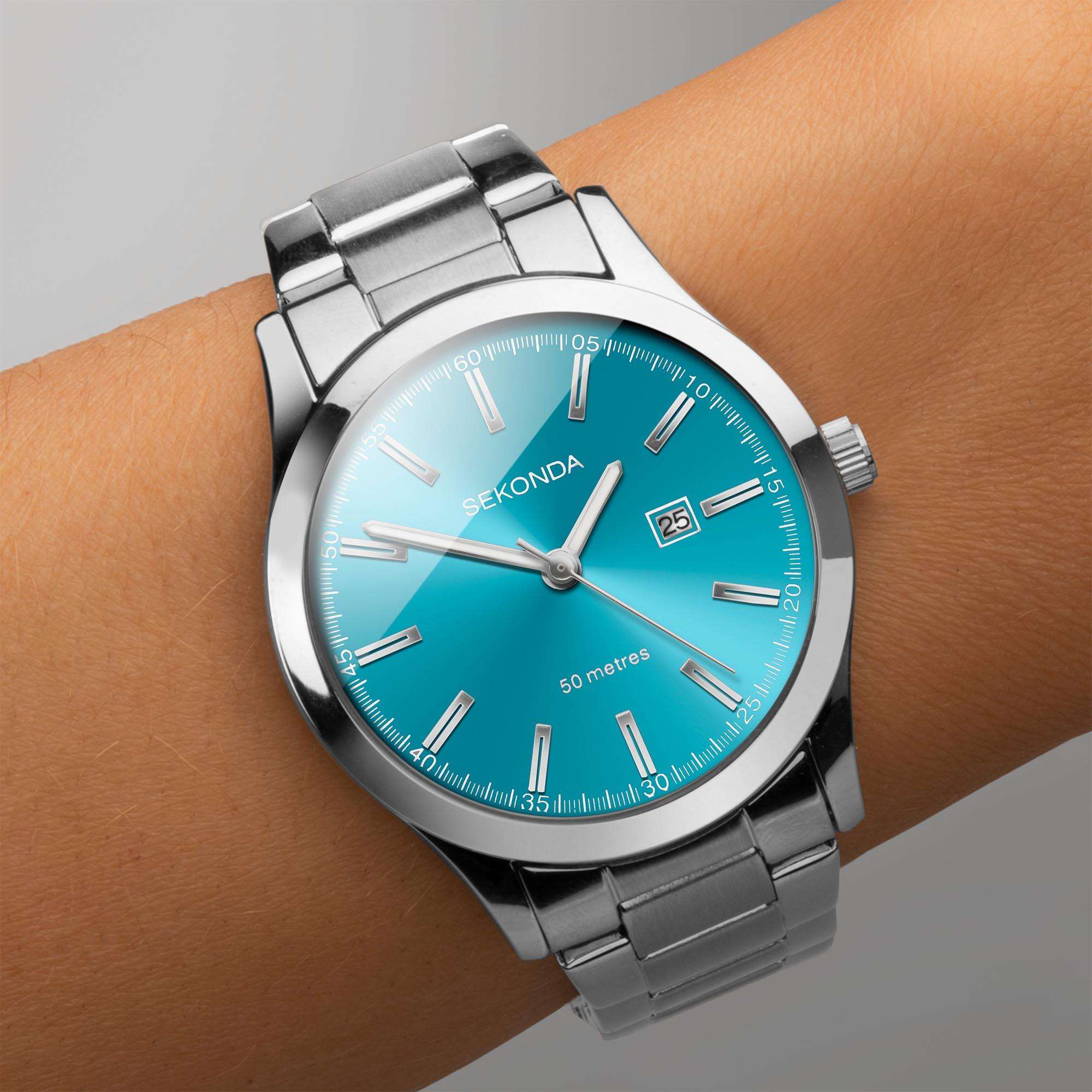 Sekonda ColourPop Quartz Blue Dial Stainless Steel Bracelet Ladies Watch 40365
