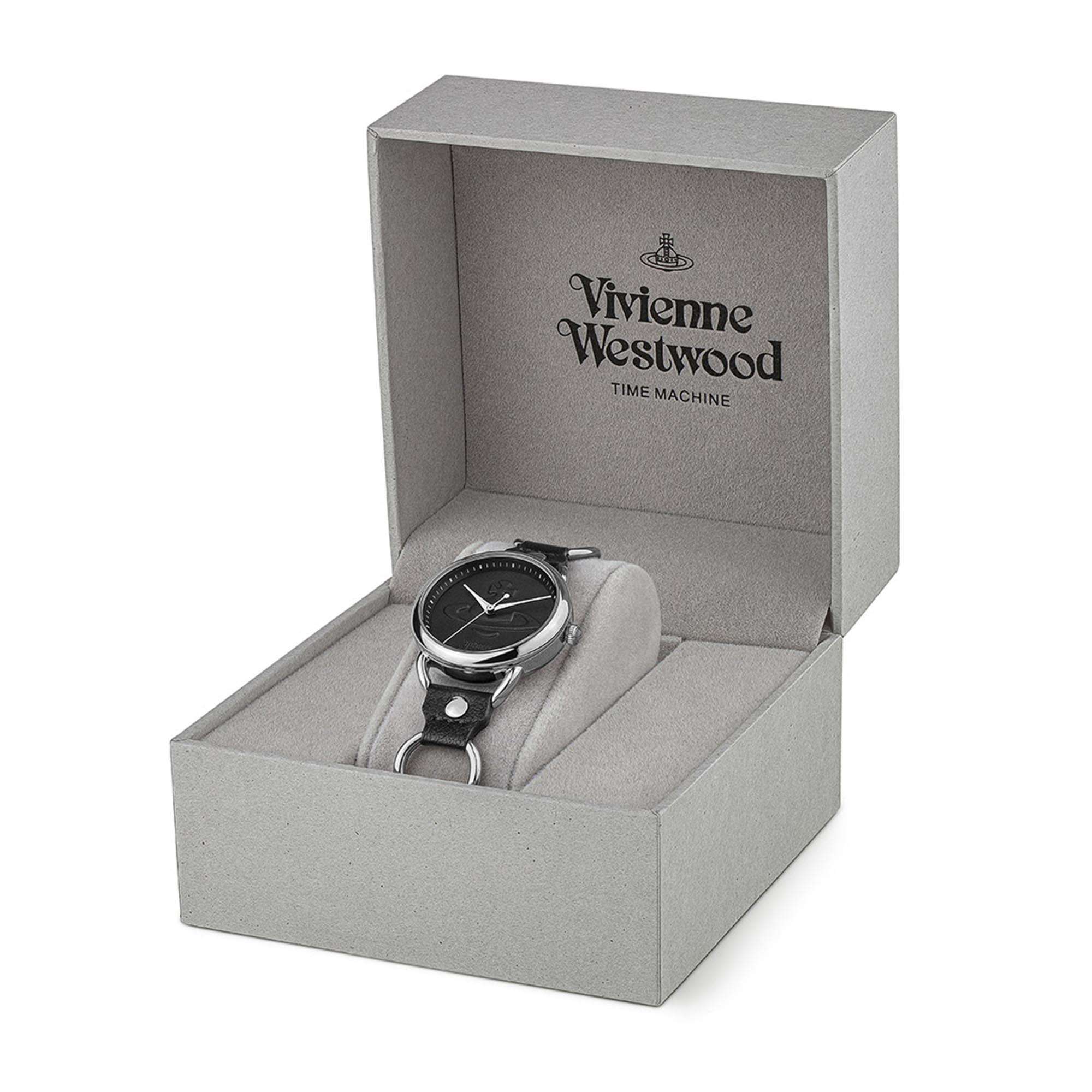 Vivienne Westwood Carnaby Quartz Black Dial Black Leather Strap Ladies Watch VV163BKSL