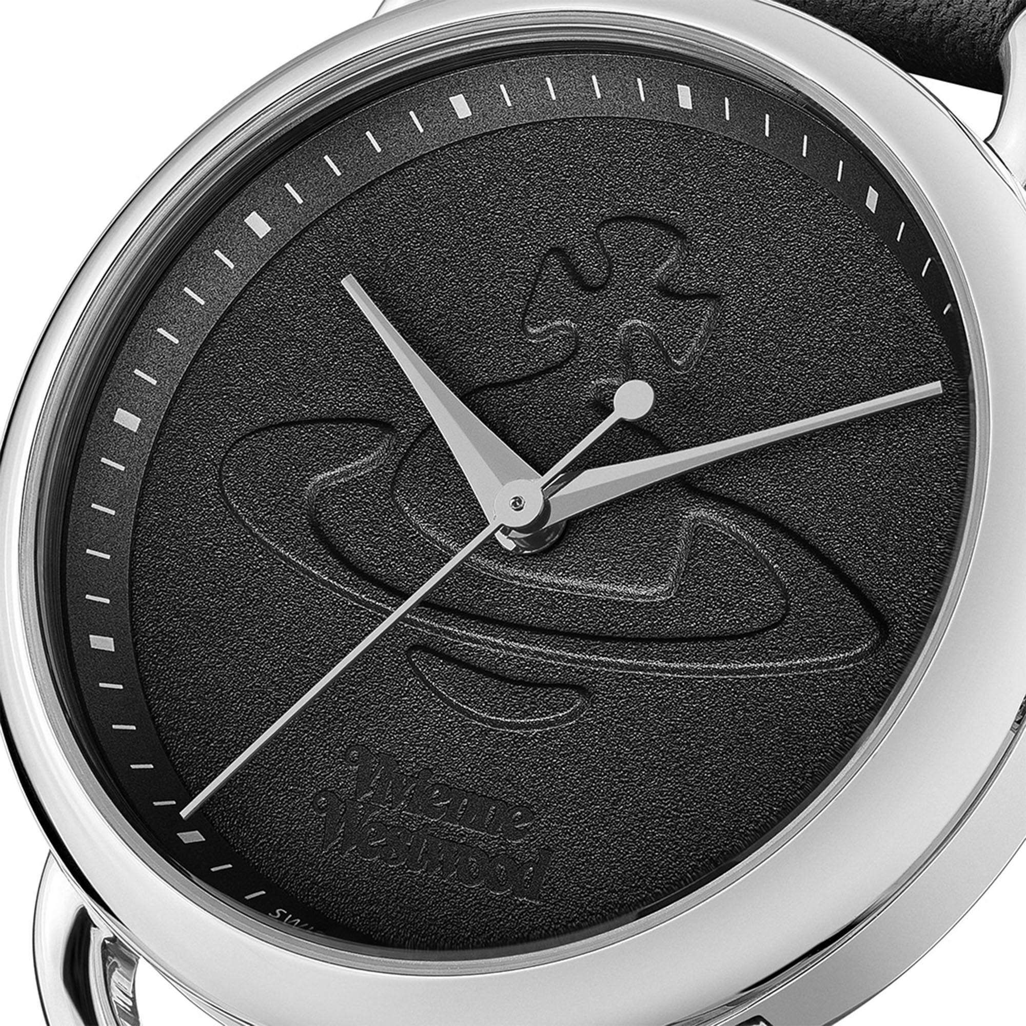 Vivienne Westwood Carnaby Quartz Black Dial Black Leather Strap Ladies Watch VV163BKSL