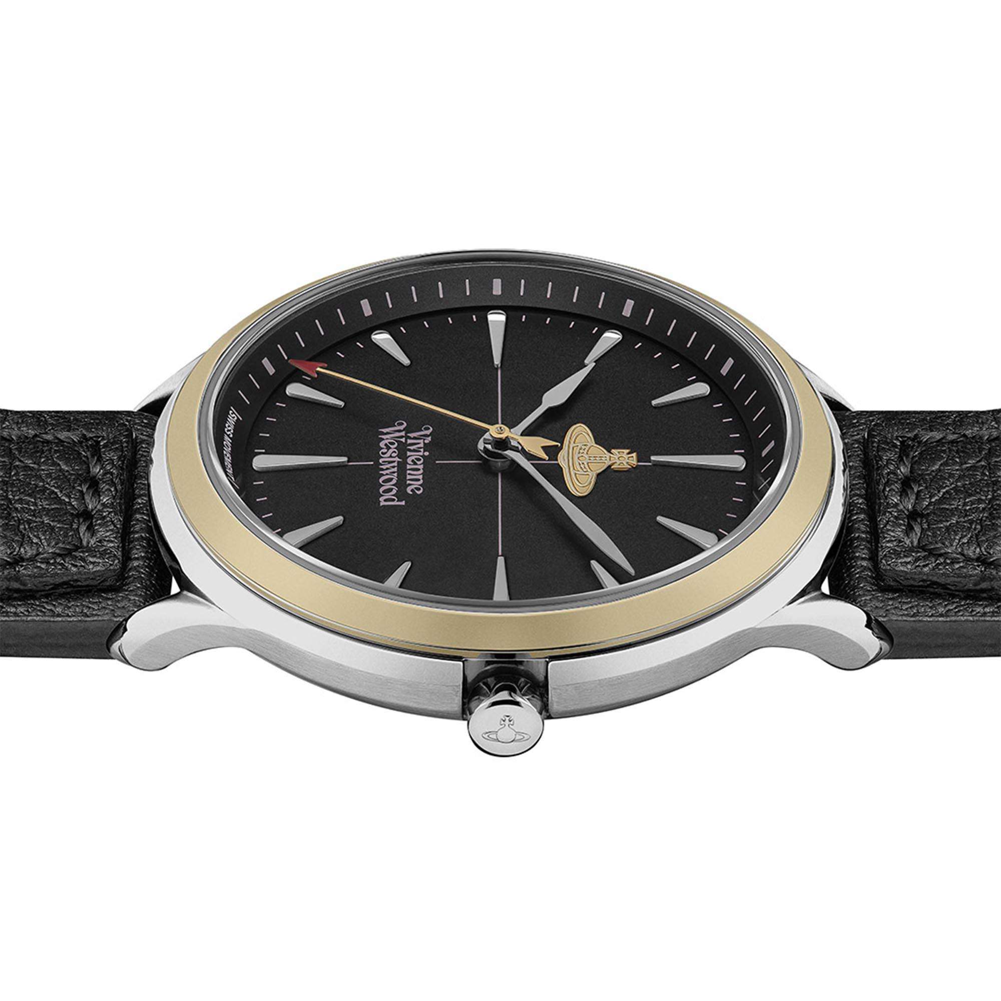 Vivienne Westwood The Elcho Quartz Black Dial Black Leather Strap Ladies Watch VV255SGBK