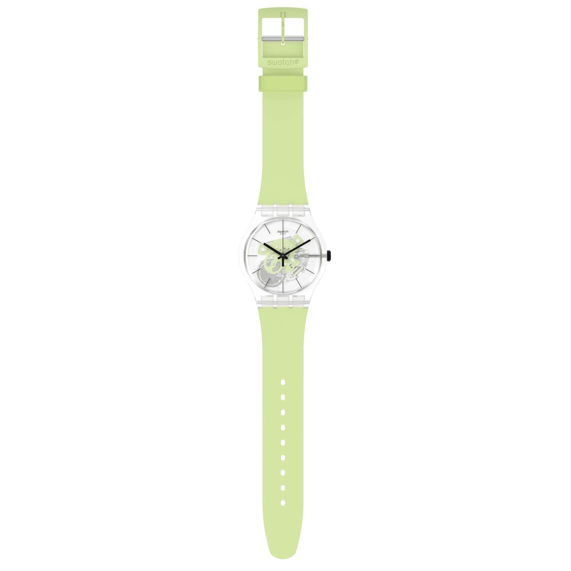 Swatch New Gent Green Daze Quartz Transparent Dial Green Strap Watch SO29K106
