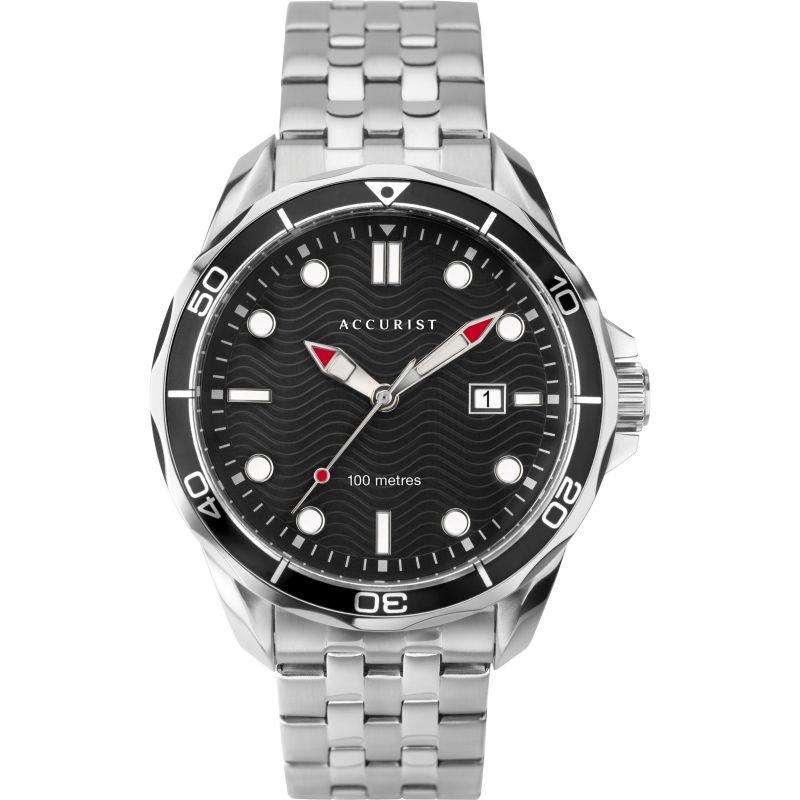 Accurist Quartz Black Dial Stainless Steel Bracelet Mens Watch 7291